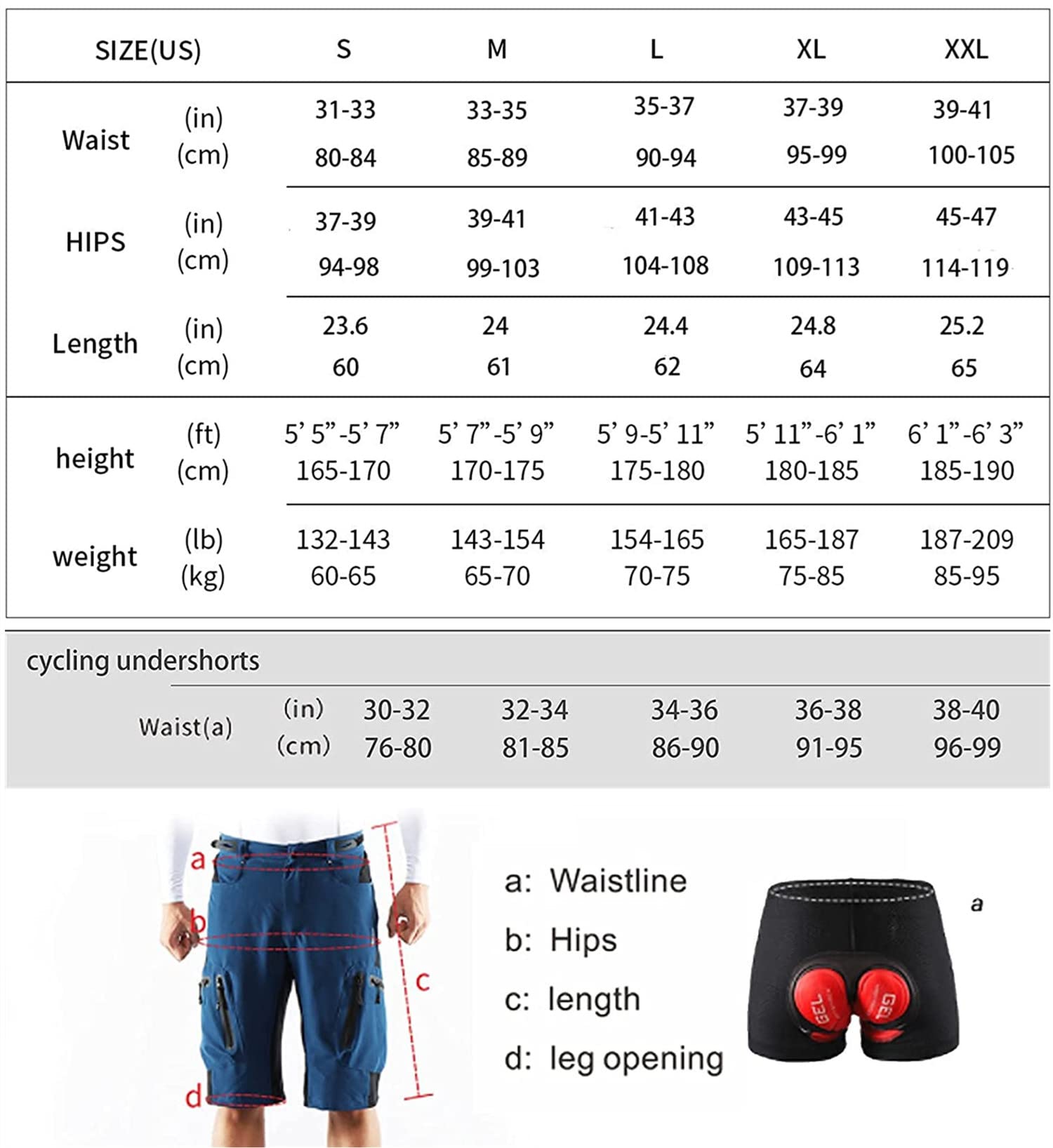 Pantaloncini MTB Uomo, Pantaloncini Ciclismo Biciclette con 3D Cuscino, Bici MTB Pantaloni Loose Traspirante Shorts per Ciclismo da Corsa All'aperto