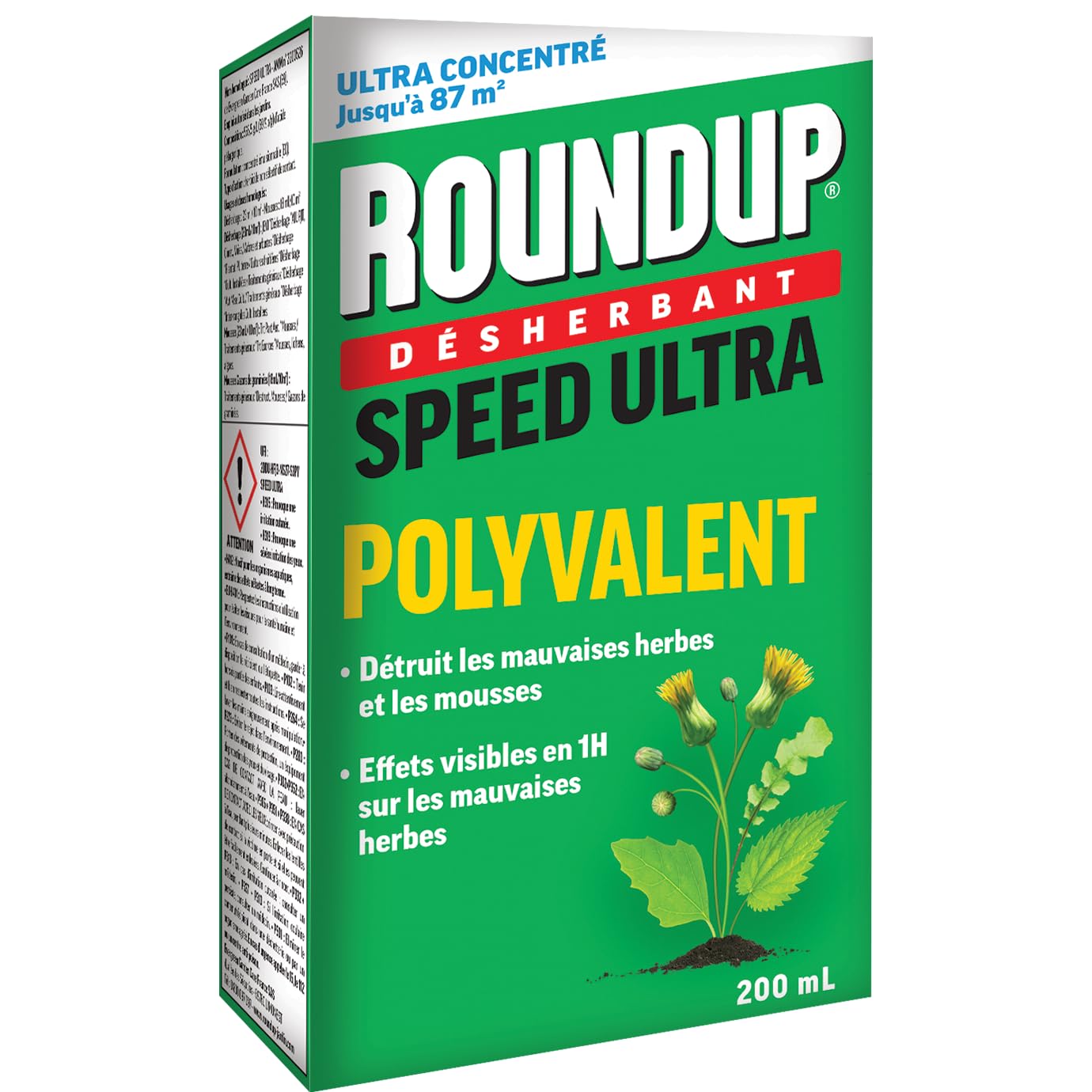 ROUNDUP Désherbant Concentré 2-en-1 Mauvaises Herbes Mousses 200ml