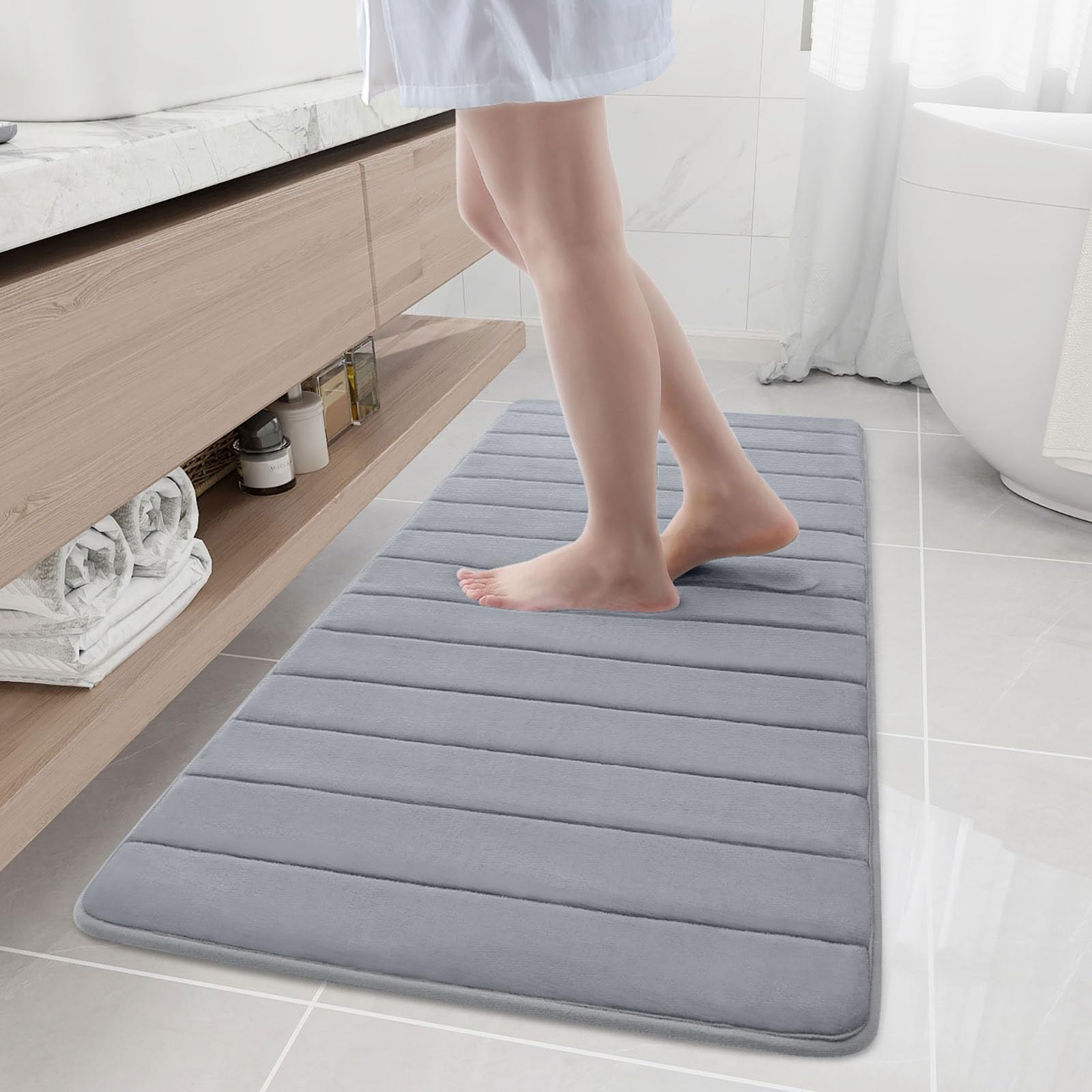 Buganda Memory Foam Bath Mat, 55" x 24", Ultra Soft and Non-Slip Bathroom Rugs, Water Absorbent and Machine Washable Bath Rug Runner for Bathroom,