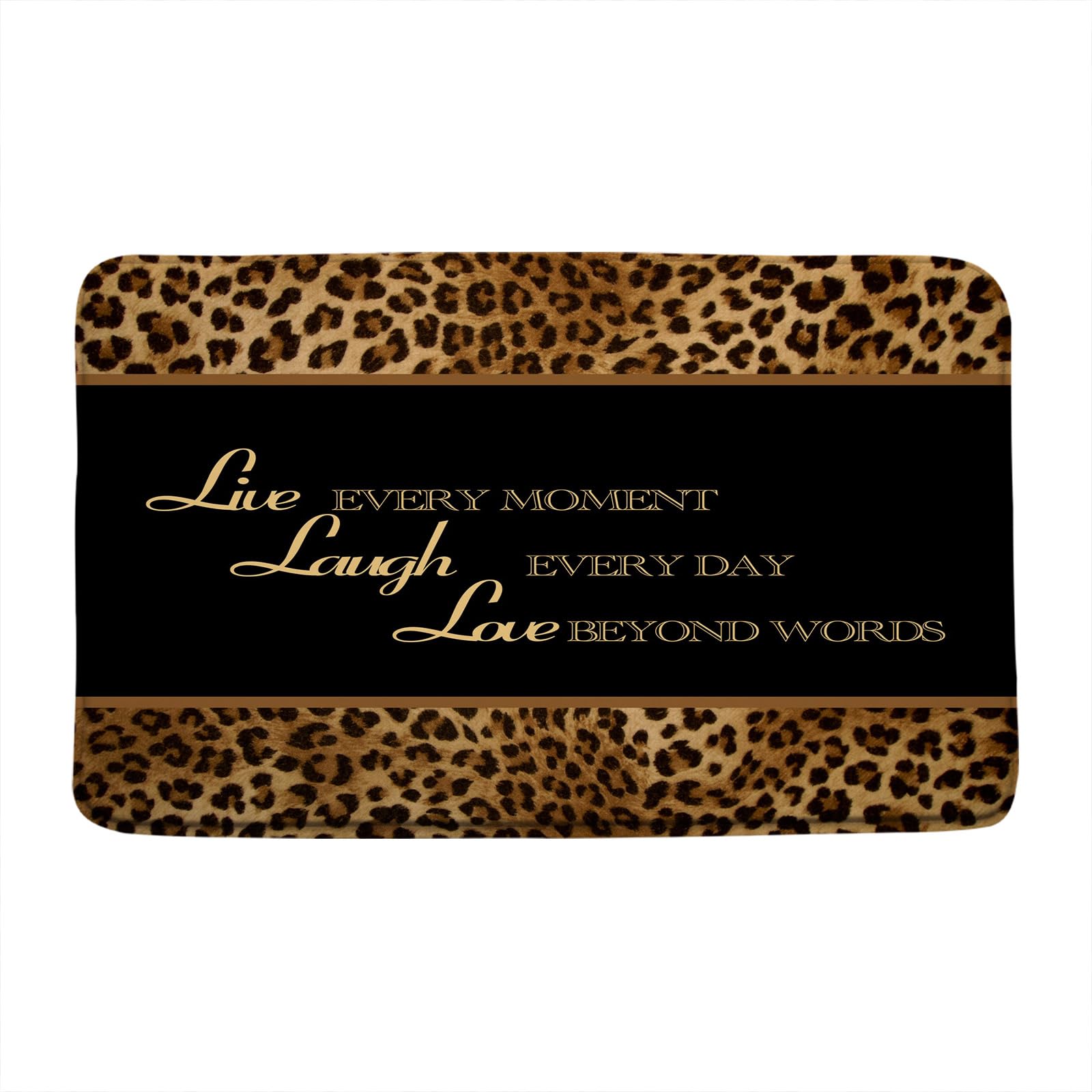 Photo 1 of JOFKAXU Leopard Print Bath Mat African Wild Animal Cheetah Skin Pattern Inspirational Quotes Powerful Wildlife Safari Live Laugh Love Big Cat Fur Decor Bath Rug Floor Mat