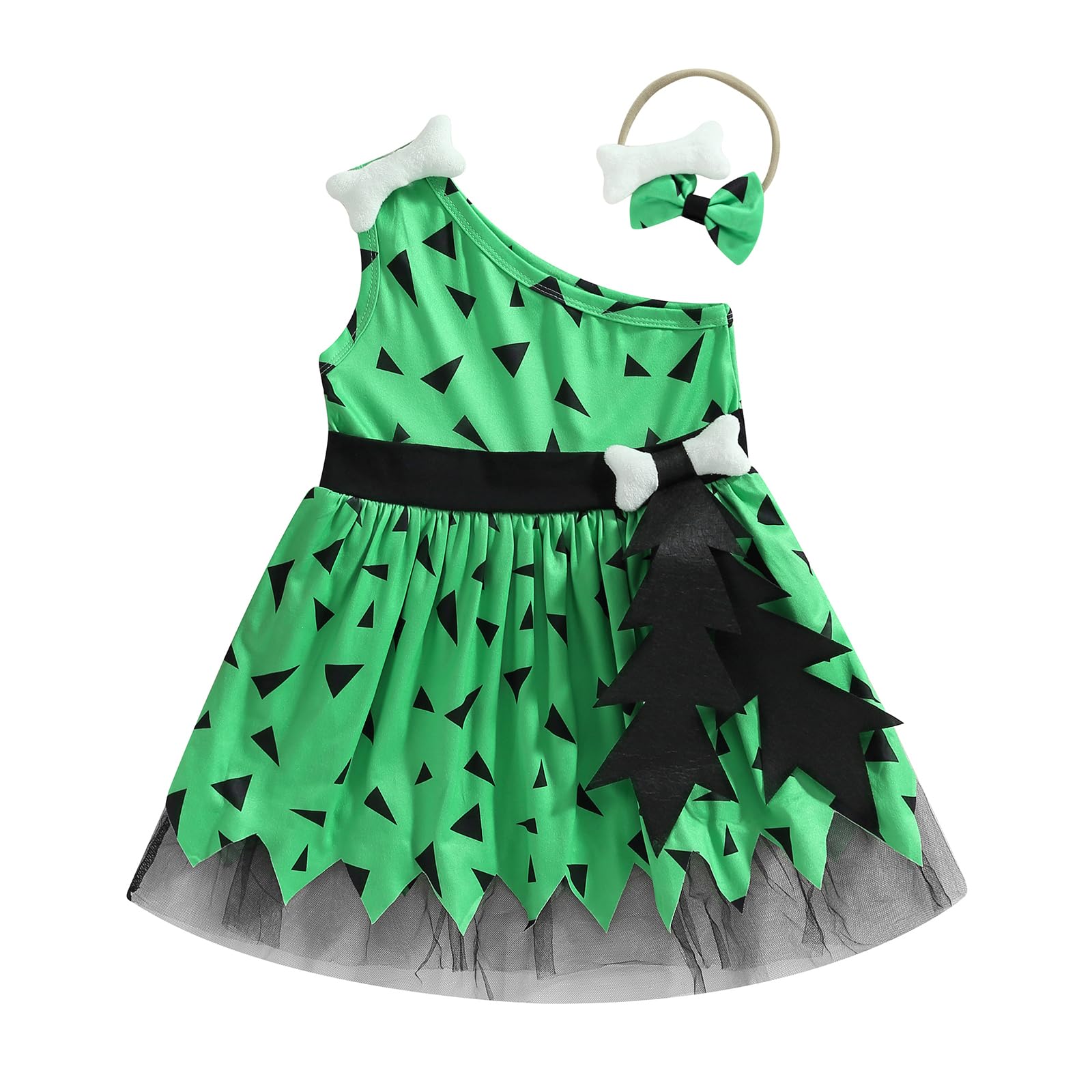 Nsywmzy Halloween Girls Caveman Costume 1-12T Historical Stone Age Birthday Outfits Cosplay Tutu Dress Party Photo Shoot (Green 3, 2-3T)