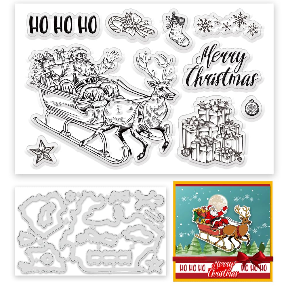 Magic Elf House Clear Stamps - Christmas Mushroom Theme Rubber Stamps For Card Making & Scrapbooking