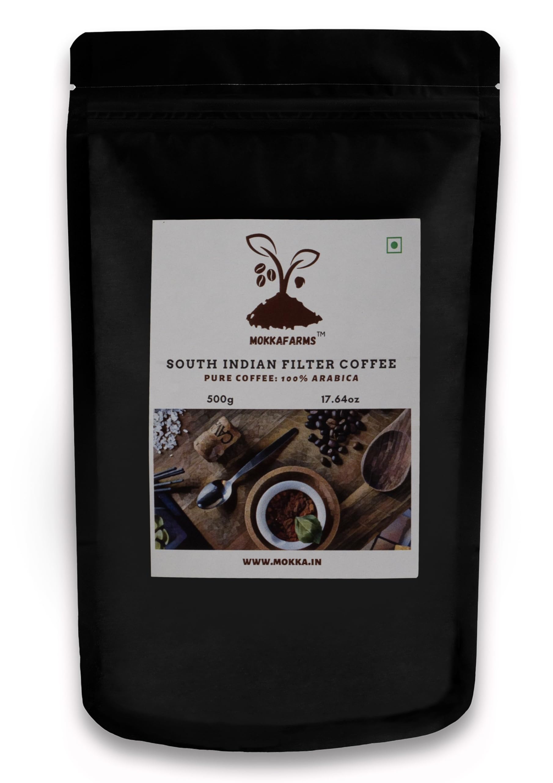 MokkaFarms Traditional South Indian Filter Coffee 500g - 100% Pure Arabica | 0% Chicory | Fresh Roast & Ground, Pure, Rich, Flavor, Aroma | Farm to Fork, Estate Coffee | One-way Valve Zip-lock Bag | (B0CLB1R6T3) Amazon Price History, Amazon Price Tracker