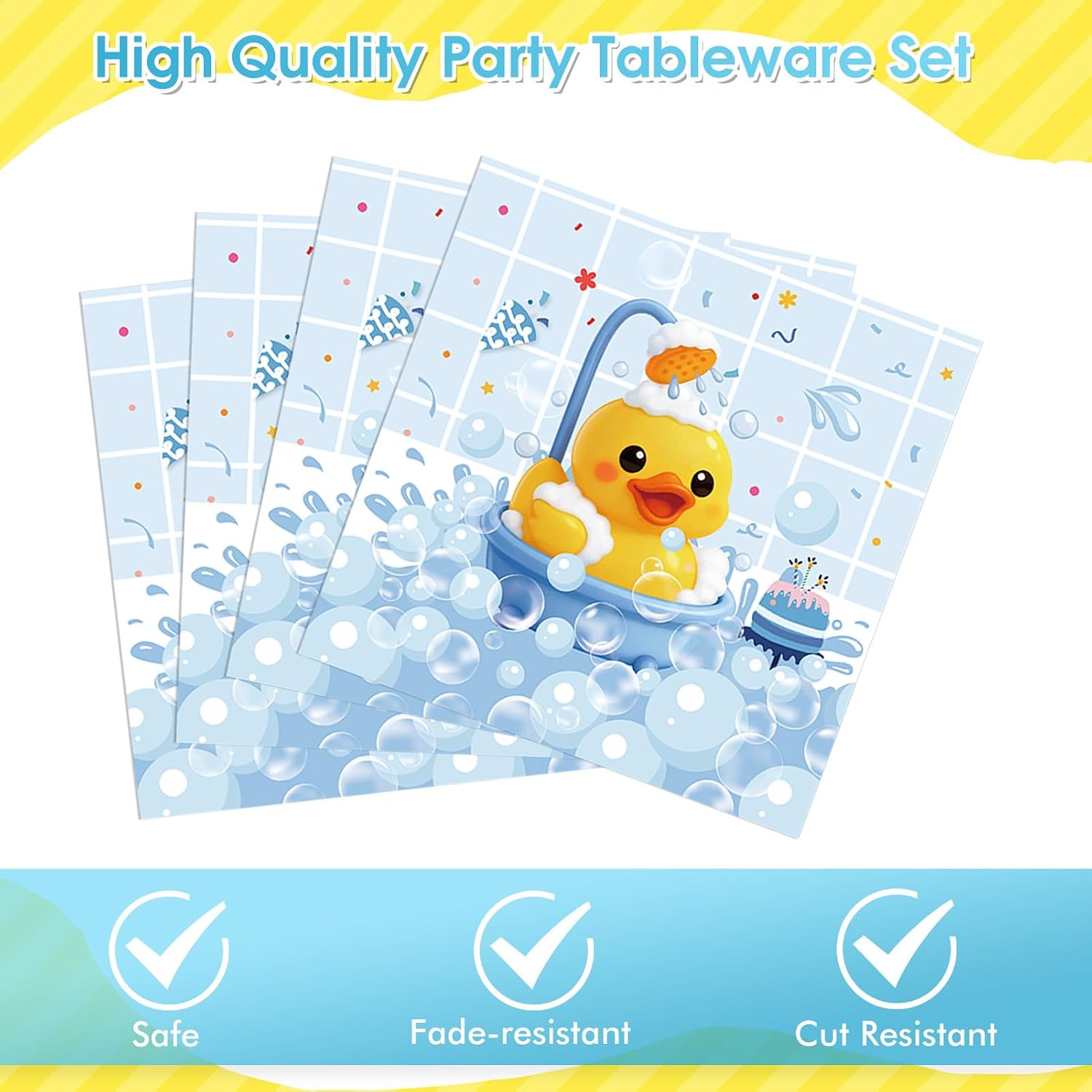 40pcs Duck Birthday Decorations, Disposable Duck Paper Plates and Napkins Tableware Set for Duck Theme Birthday Party Gender Reveal Baby Shower Decorations, Serves 20 Guests image 3