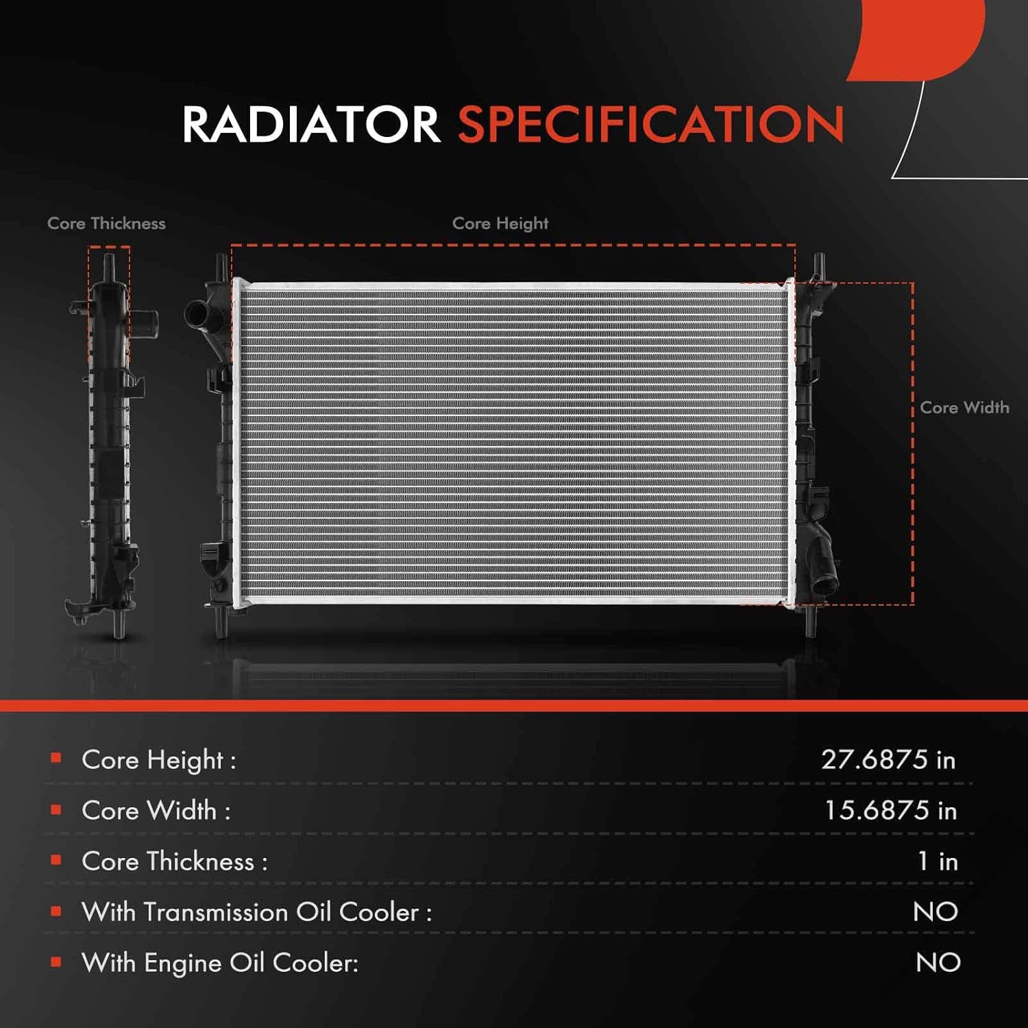 A-Premium Engine Coolant Radiator Assembly Compatible with Ford Transit Connect 2010-2013 2.0L ELECTRIC, Manual Transmission, Replace# 9T1Z8005B, FO3010295