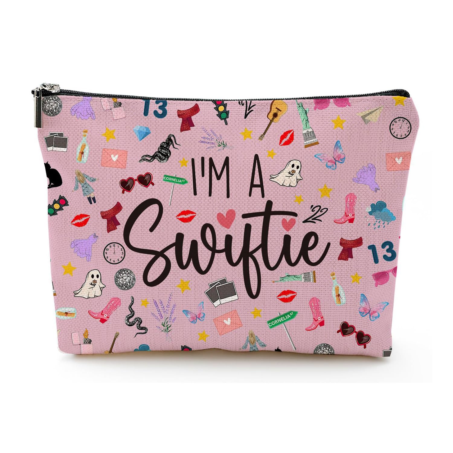 Pink Makeup Bag Gifts for Music Lovers Merch Travel Cosmetic Bag Canvas Make Up Bag Cosmetic Makeup Organizer