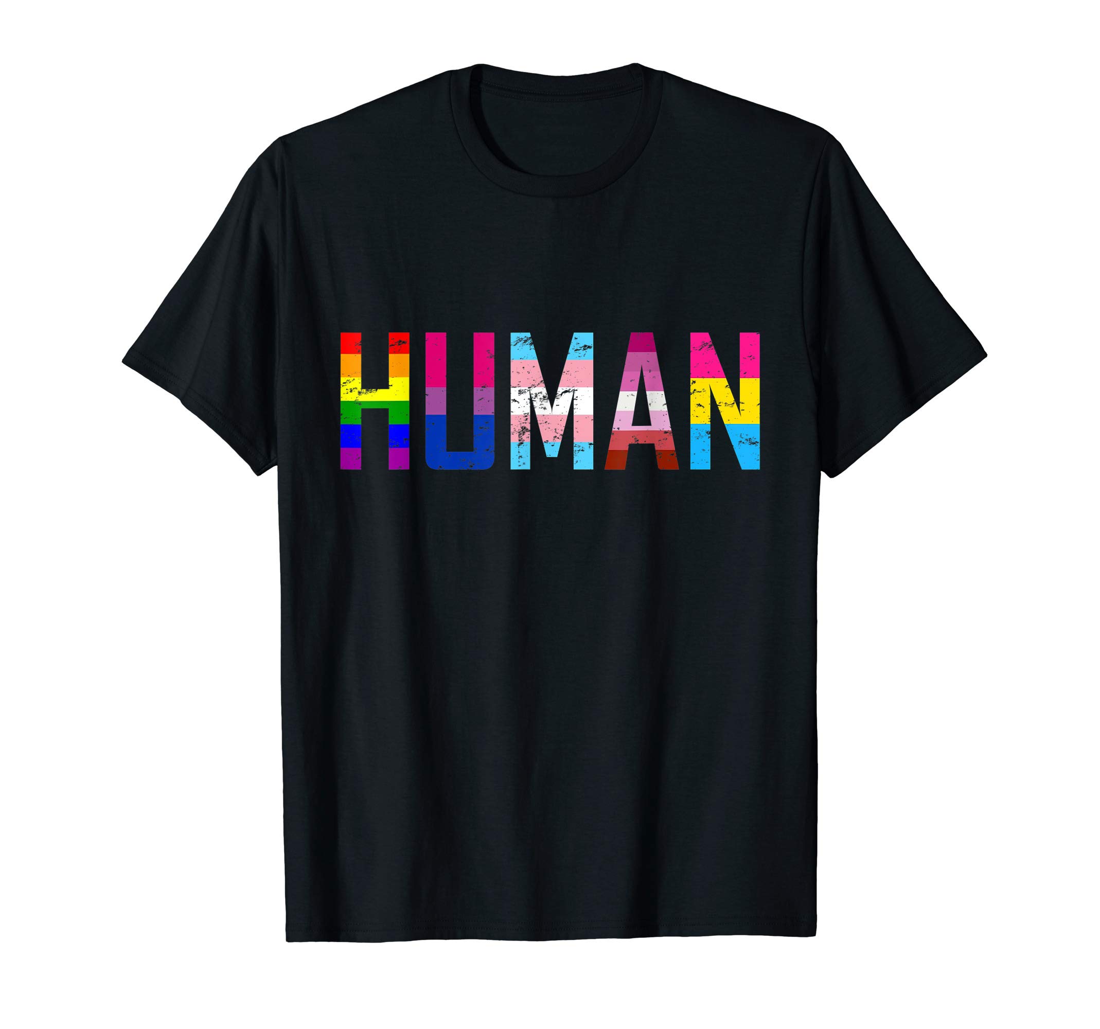 Gilly LGBT TeesHUMAN LGBT Flag - Gay Bi Trans Lesbian Pansexual Pride T-ShirtOEKO-TEX STANDARD 100