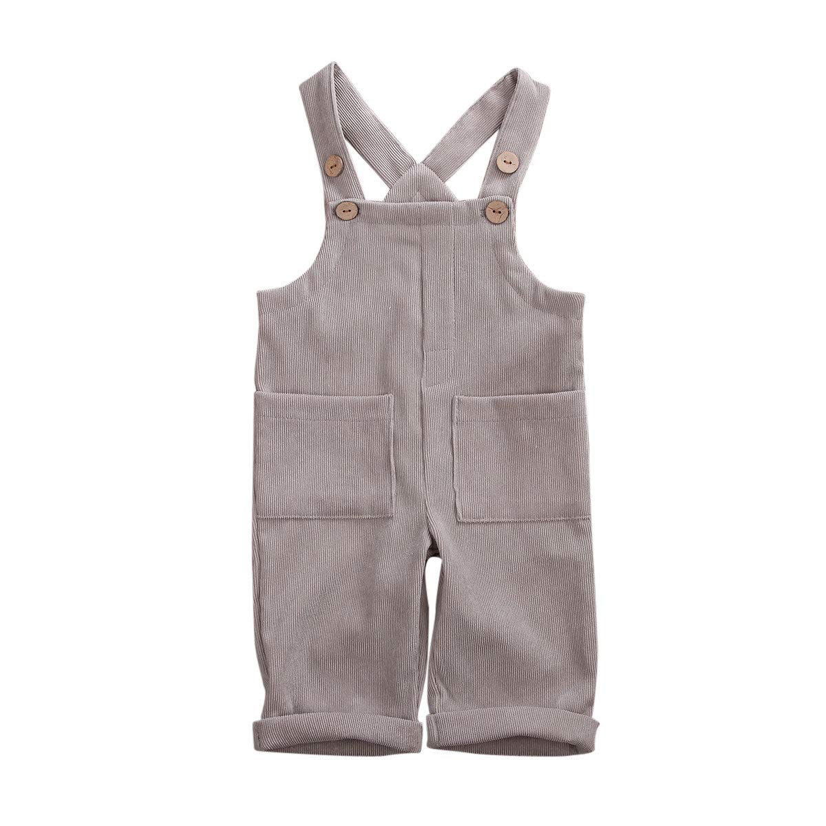 Unisex Clothes Toddler Baby Girl Boy Solid Romper Overalls One Piece Bodysuit Suspender Jumpsuit Bib Pants Velvet Outfit B-Grey