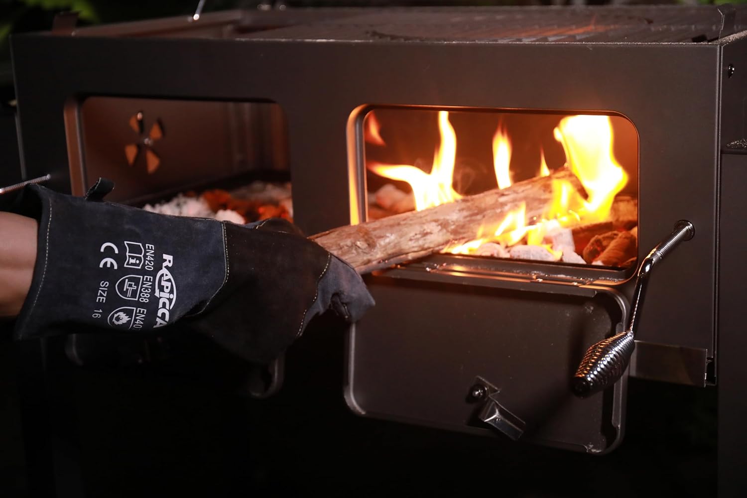 Fireplace Gloves Fire Heat Resistant: Dark-Grey 16IN 932℉ - Fireproof Leather for Fireplace Fire Pit Wood Stove Campfire Furnace BBQ Grill Oven Stick Mig Welding Welder Gear - Birthday Gift XL - Image 7