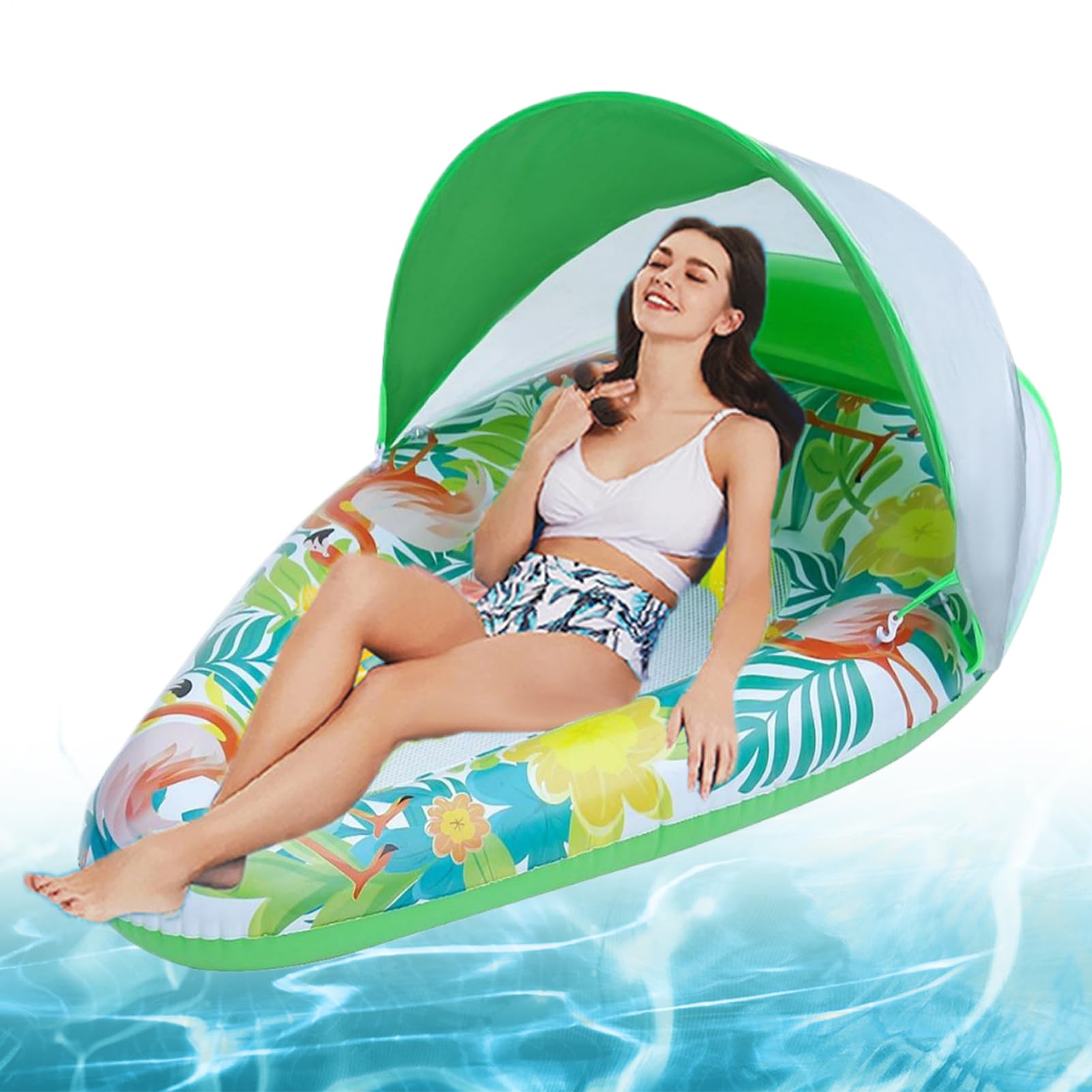 Flotador Hinchable Con Toldo De Sombra Para Niños, De 140x92 Cm, Para Piscina, Playa Y Lago