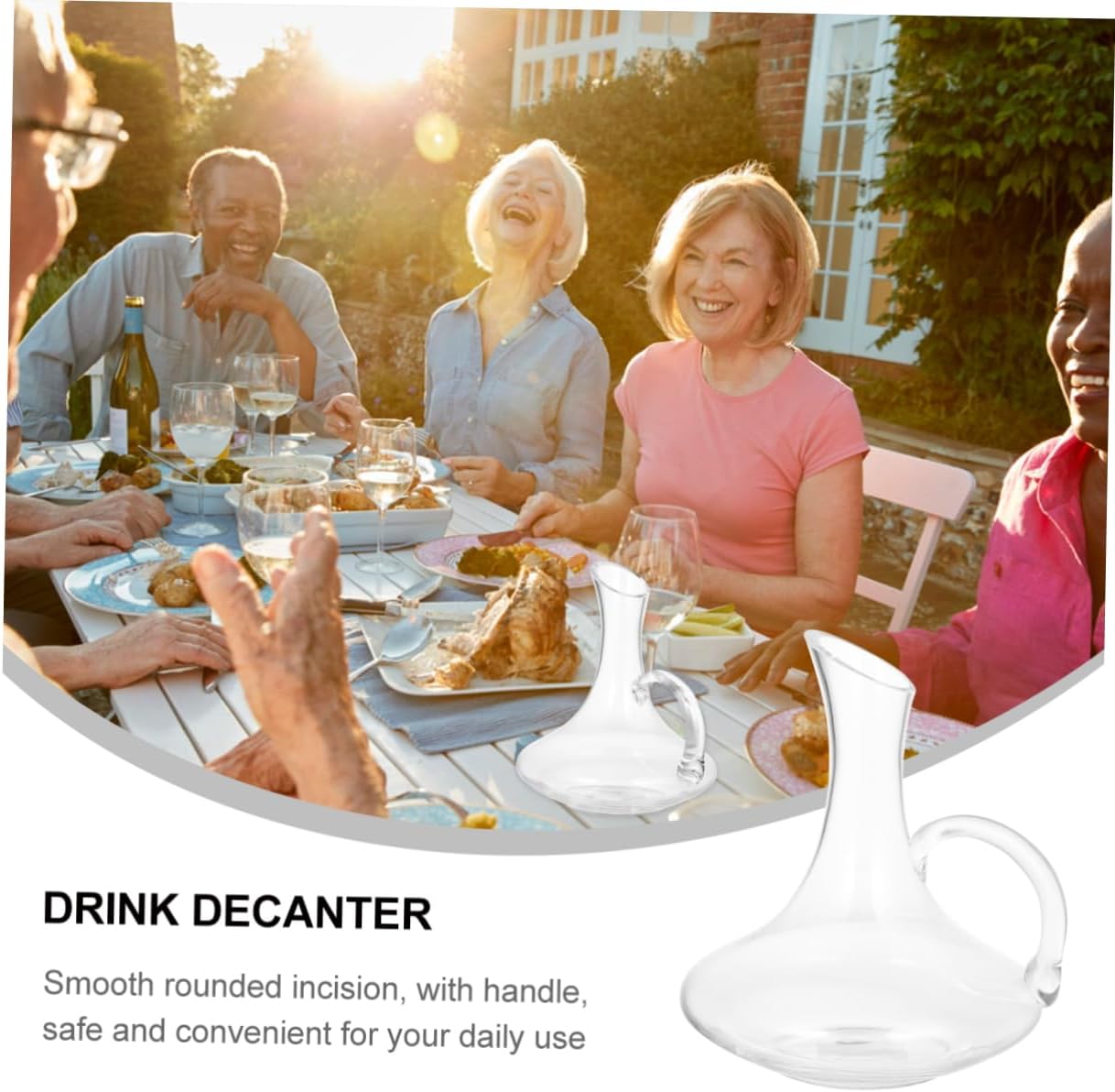 Zerodeko 1Pc Handled Wine Decanter Glass Wine Dispenser for Home Decoration and Gifting for Christmas Weddings and Birthdays