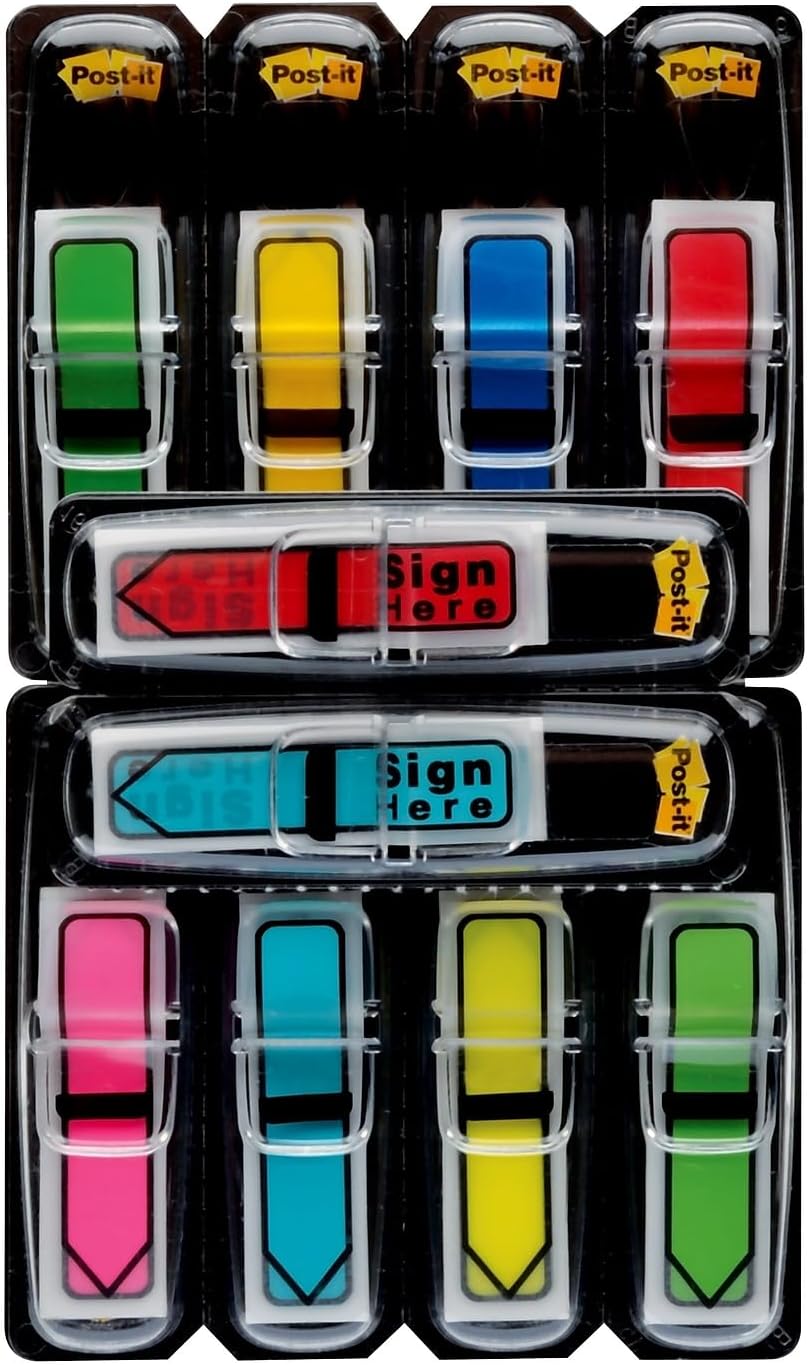 Post-it 684VAD2 Arrow 1/2-Inch Page Flags, Eight Assorted Colors, 250/Pack