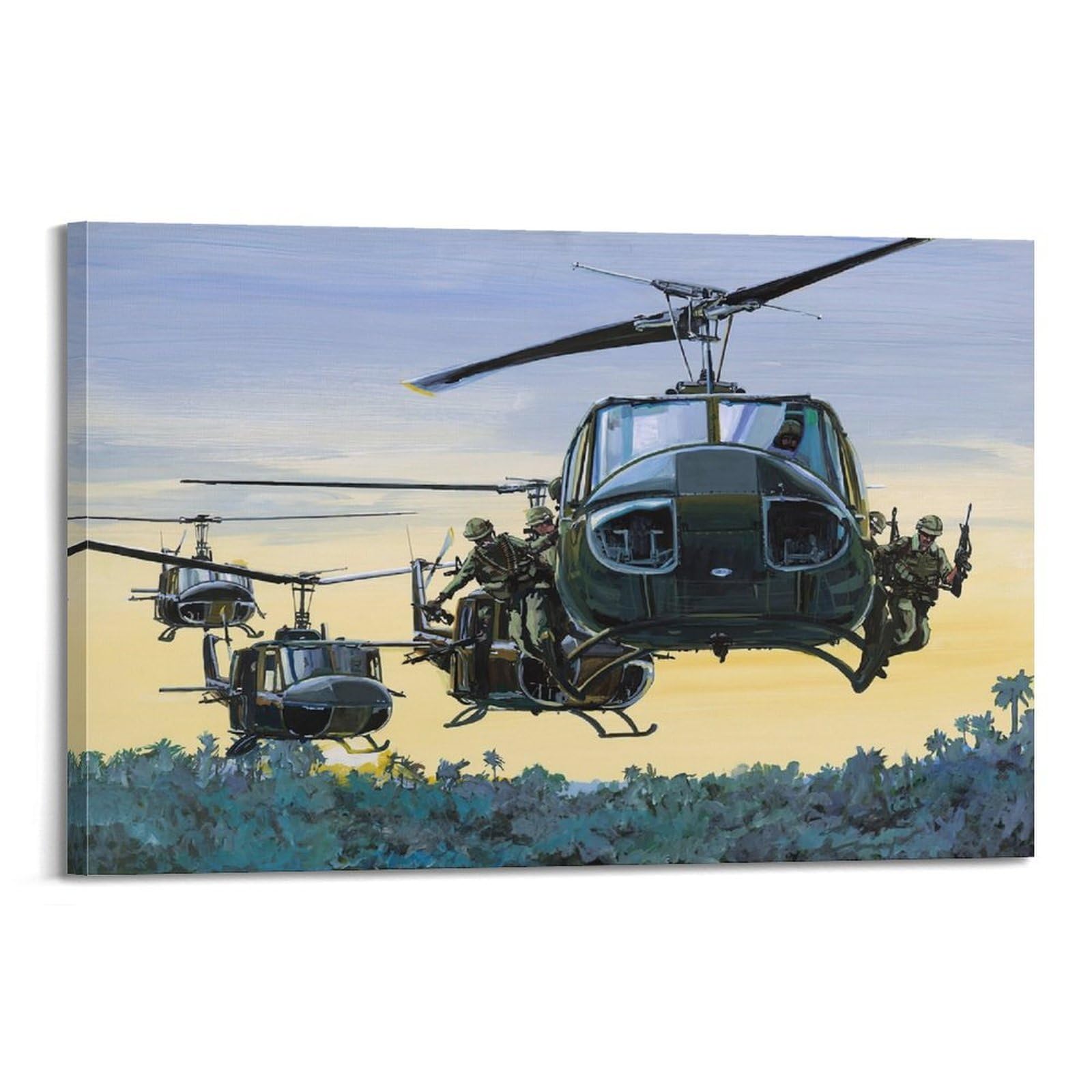 OKAHYS Vintage Vietnam War Helicopters Poster UH-1 Iroquois Decorative Painting Canvas Wall Artworks Picture 24x36inch(60x90cm)