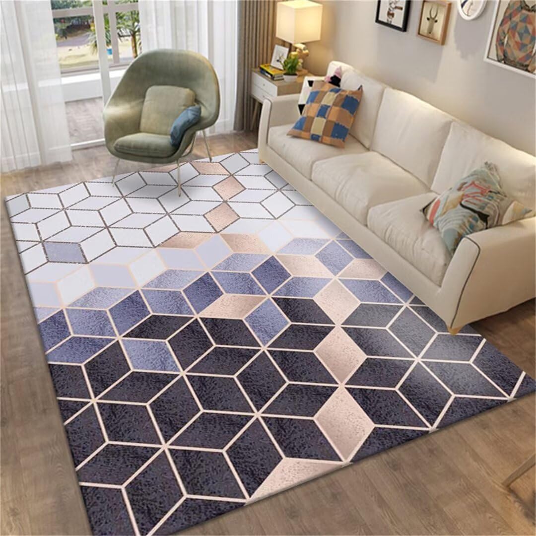 Tapis de salon géométrique violet moderne et antidérapant pour enfant