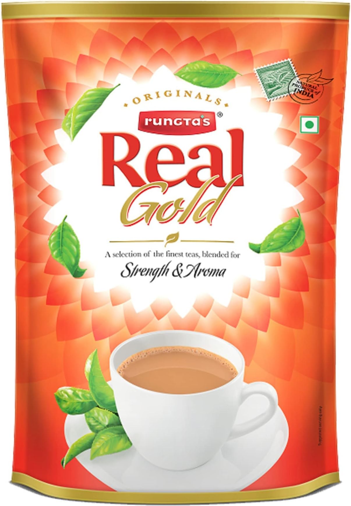Rungtas Real Gold Special Tea Black CTC 500g | Strong & Fresh Kadak Chai | India Premium Blended Aromatic Long Leaf Tea | Offer Pack 500g