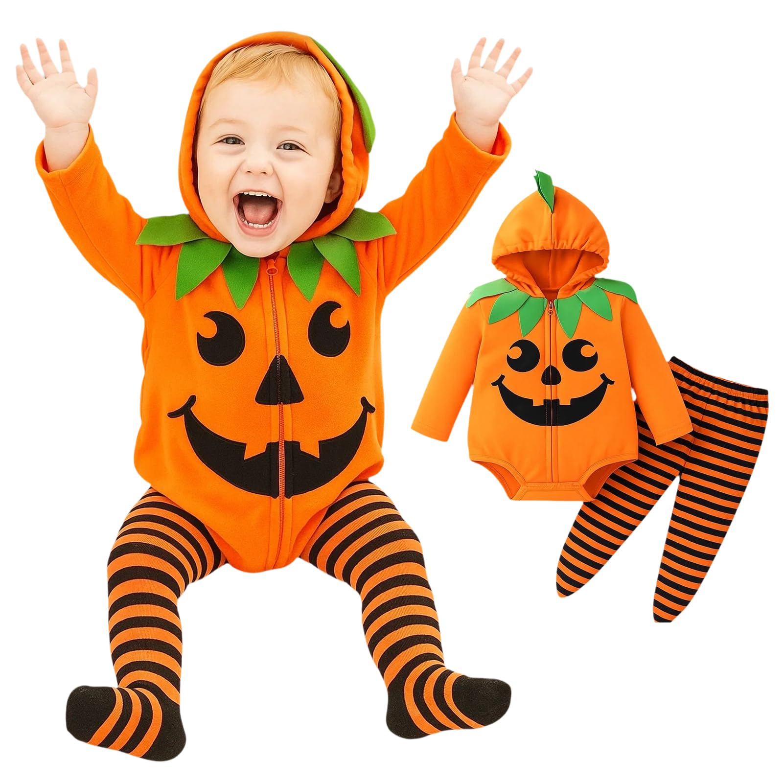 Baby Halloween Pumpkin Costume, Baby Halloween Costume, Adorable Outfit for Infants 12-18 Months, Soft Halloween Romper for Baby Girls and Boys, Perfect for Halloween and Seasonal Celebrations