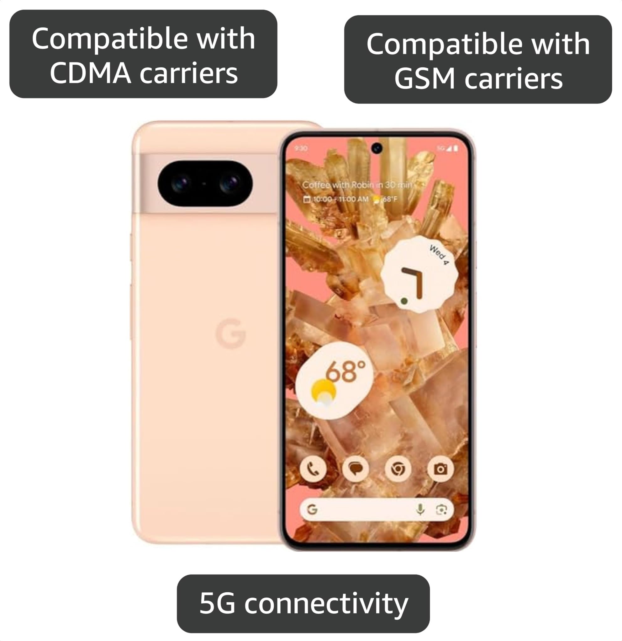 Amazon.com: Google Pixel 8 5G,US Version, 128 GB Rose - Unlocked