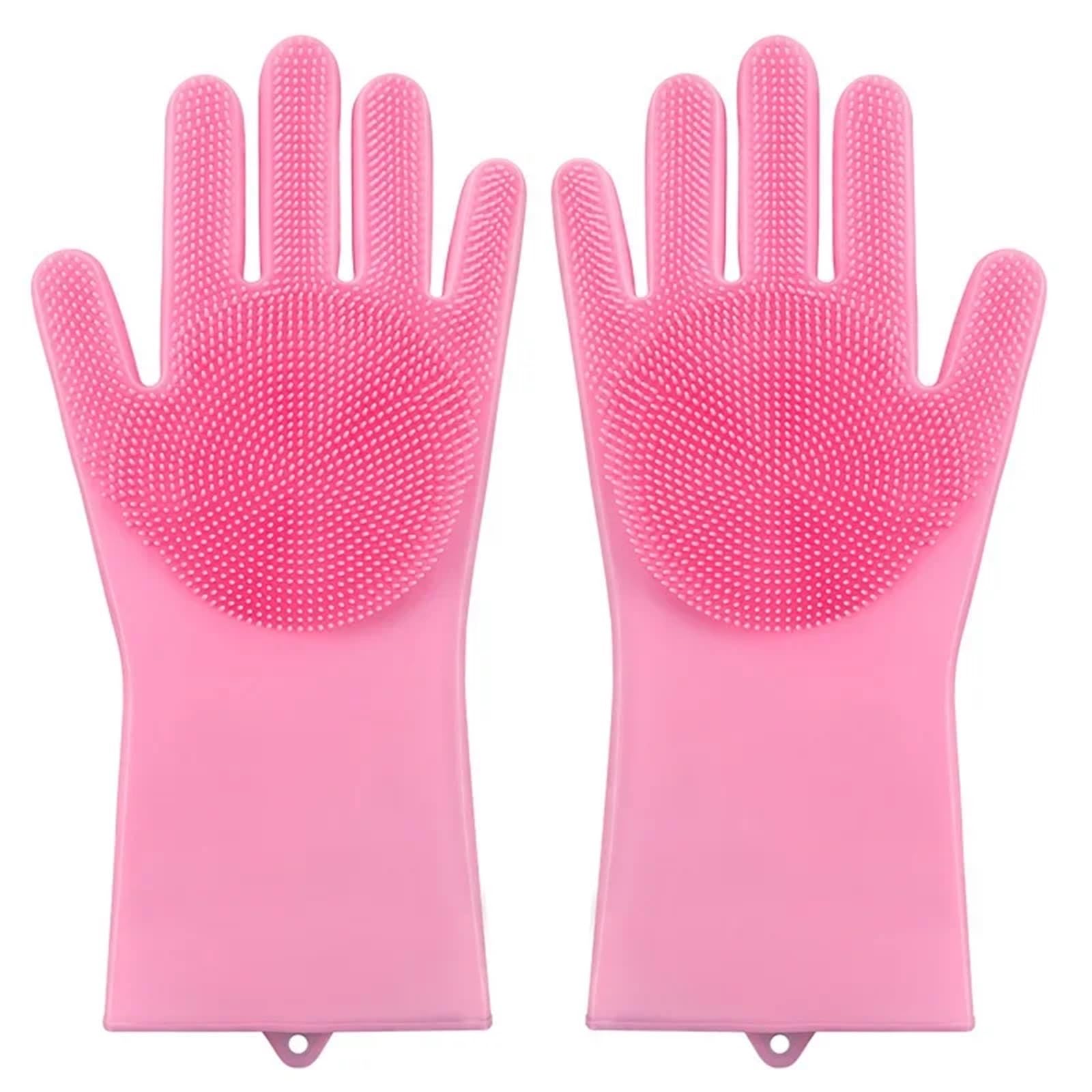 Goma 5 Pares de Guantes Reutilizables de Silicona para Lavar Platos para Limpieza de Cocina y baño - Esponjas portátiles Azules para el hogar