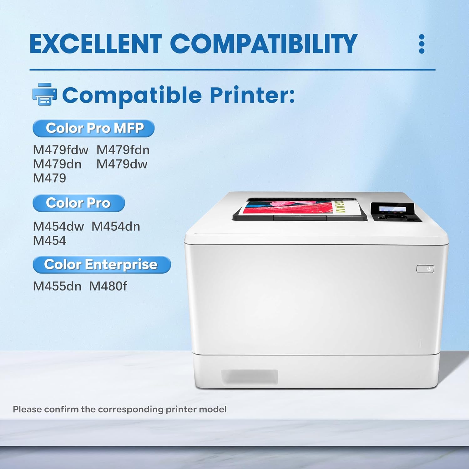 414A Toner Cartridges 4 Pack with Chip Replacement for HP 414A Black Cyan Yellow Magenta Toner Cartridges Compatible with Color Pro MFP M479fdw Toner, Color Pro M454dw M454dn M480f M455dn Printer