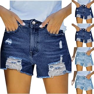 Womens Denim Shorts with Pockets Jean Shorts Summer Mid Waist Short Jeans Stretchy Cropped Pants Clubwear Sweatpants