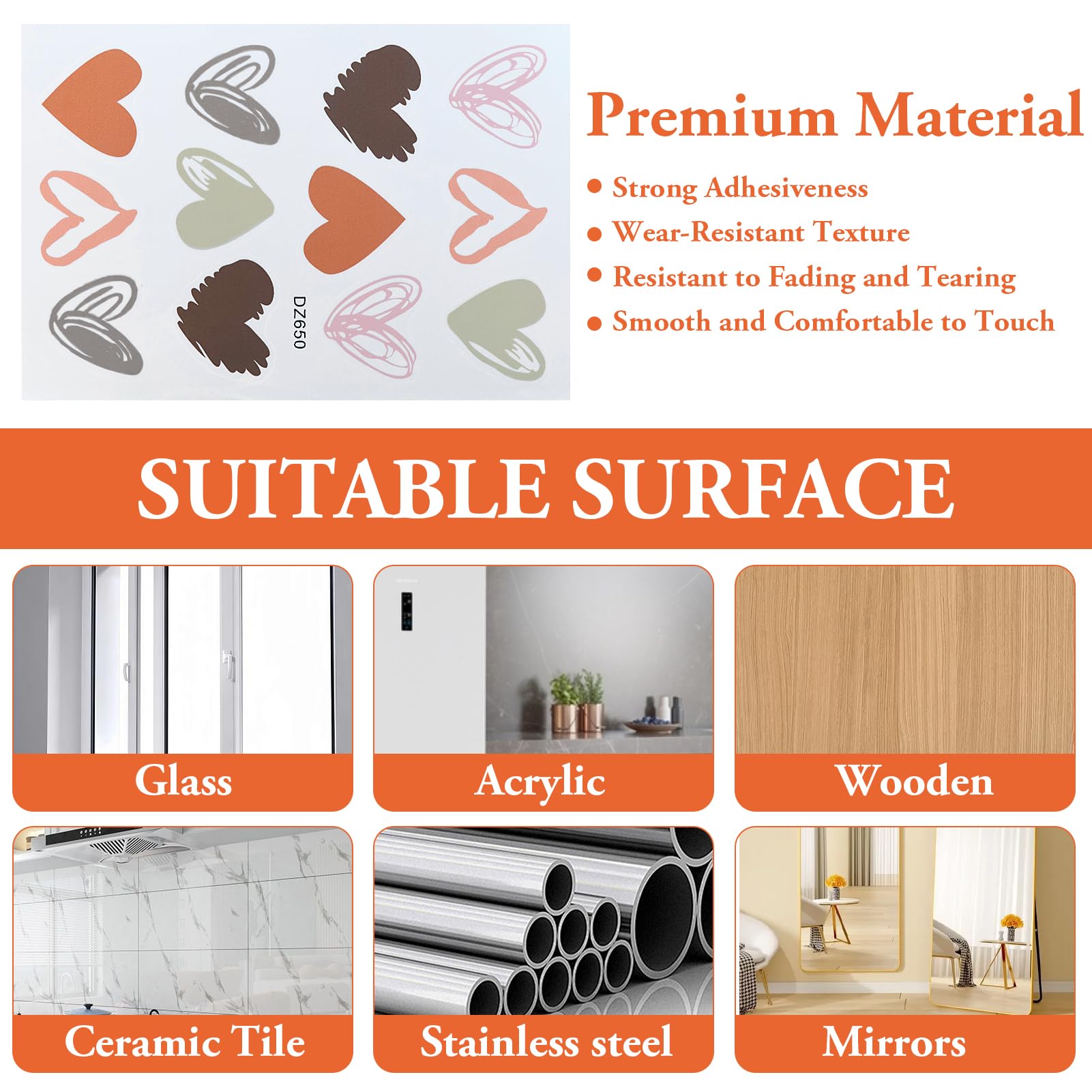 120 Piezas Pegatinas de Pared de Corazón, Pegatinas Pared Decorativas Dormitorio para Habitaciones de Niños, Pegatinas de Pared para Guardería, Pegatinas de Estilo Bohemio para Habitación de Niños