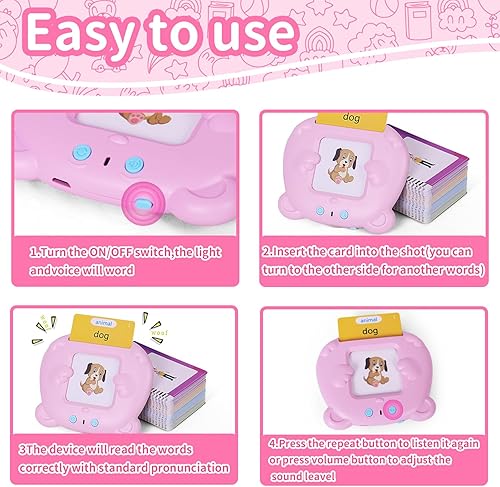 Miniatura 6 de Tarjetas flash parlantes para niños pequeños de 1, 2, 3, 4, 5 años, bolsillo de voz, tarjetas flash educativas parlantes para aprender, juguetes