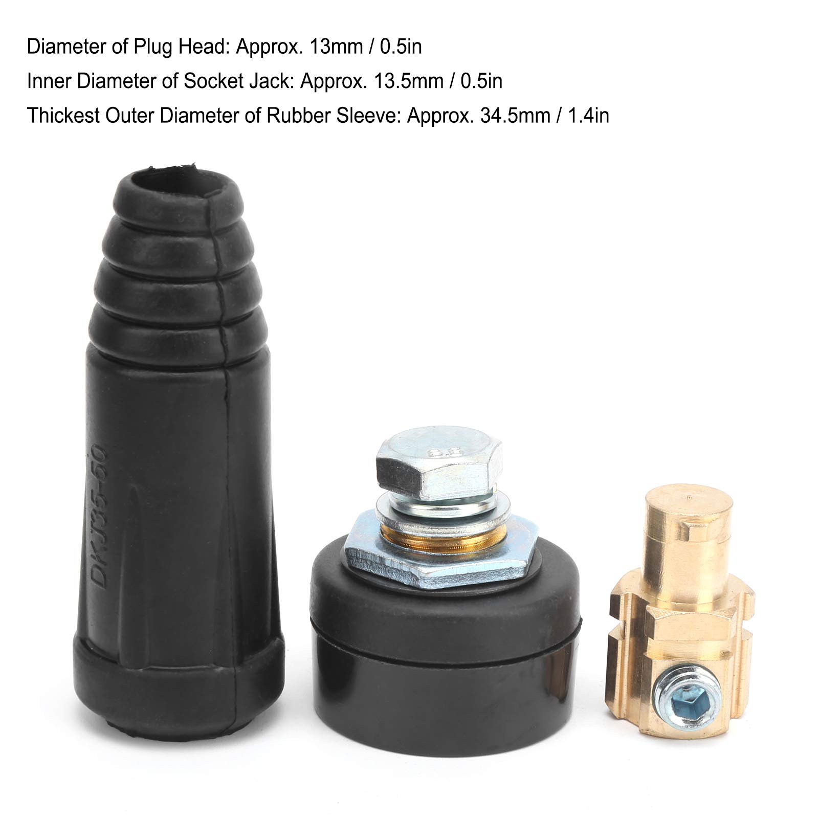 Yuecoom Quick Coupler Socket, Rubber Brass Welding Quick Cable Connector, Plug Welding Cable Connector Hardware Power Tools DKJ35-50