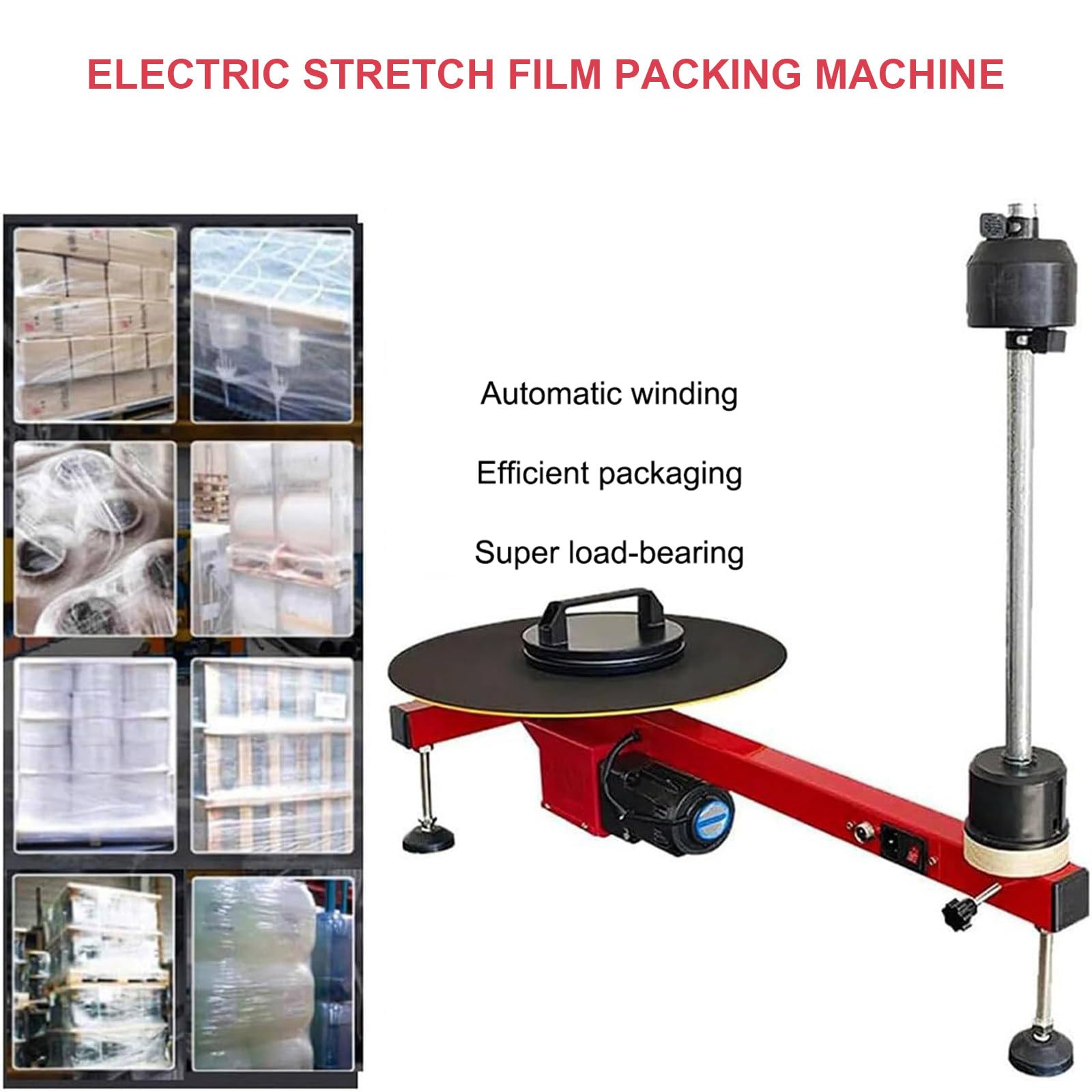 Distributore elettrico di film estensibile, tavolo di avvolgimento di film estensibile, macchina imballatrice per film estensibile per pallet, adatta per cartoni/scatole/pallet
