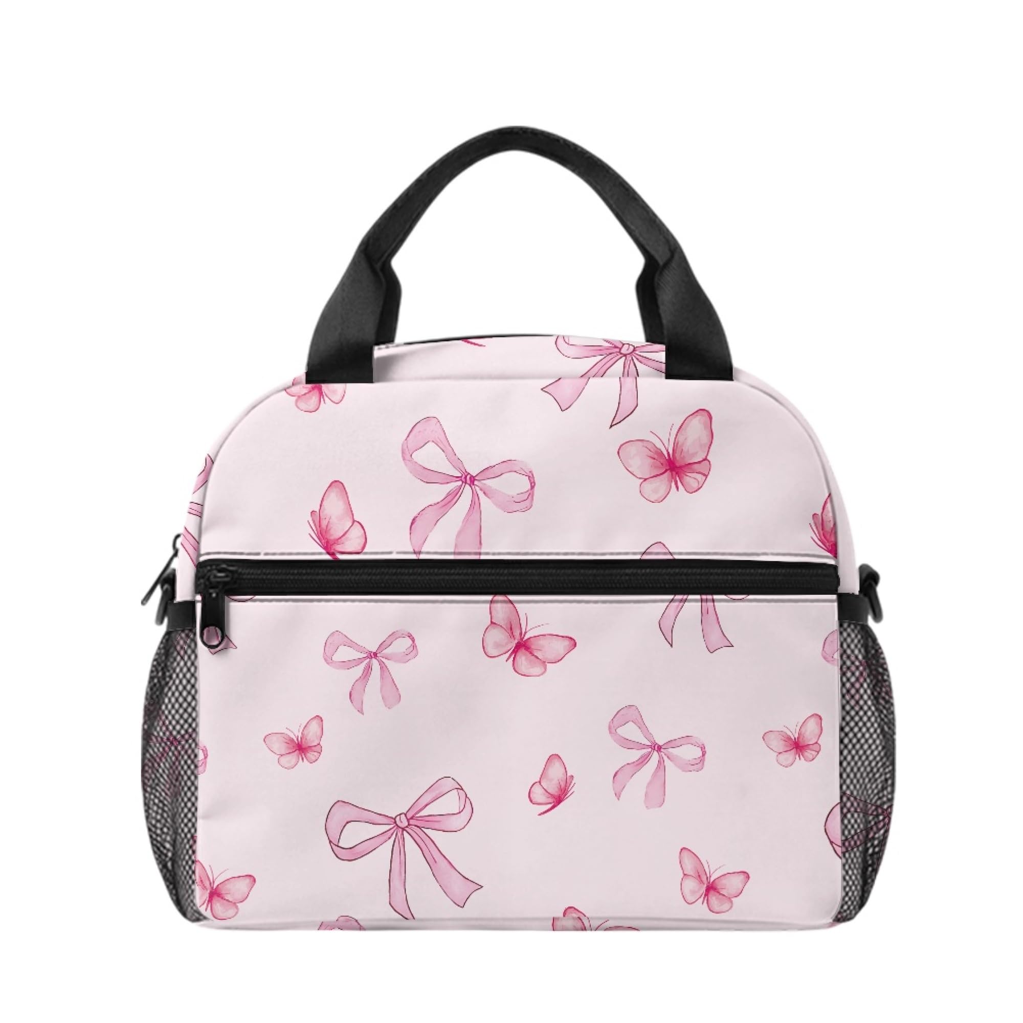 Bolsa térmica de almuerzo infantil de lazo rosa con gran aislamiento para meriendas