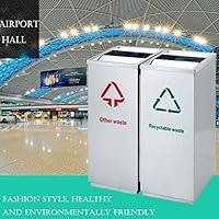 Vista 5 de Bote de basura Outdoor Dustbin Square Stainless Steel Commercial Trash Can wInner Buckets Heavy Duty Large Classified Garbage Bin Trash Container