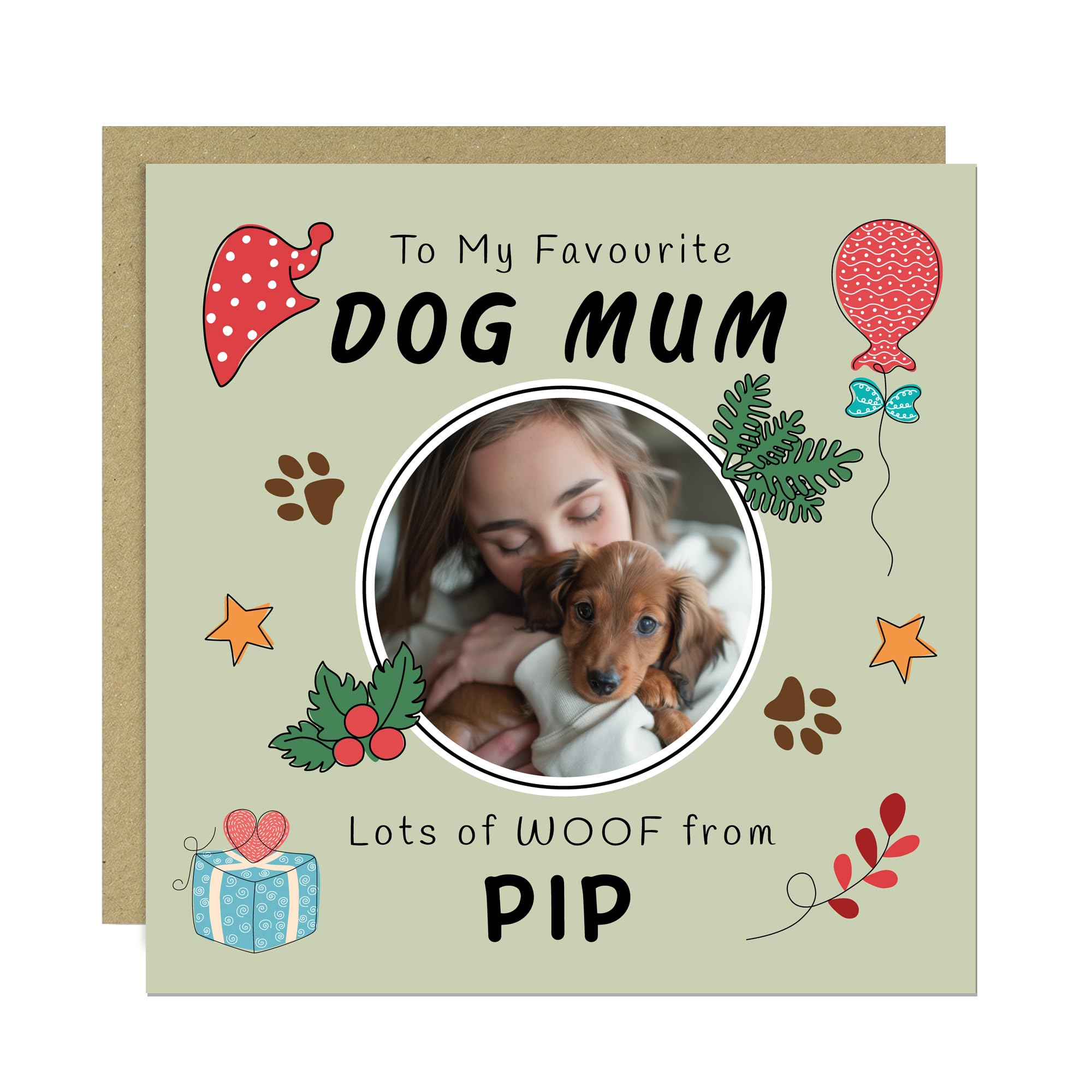 RED OCEAN Personalised Card For Mum PAWESOME DOG MUM CARD Christmas For From Dog Puppy Cute Christmas With Envelope