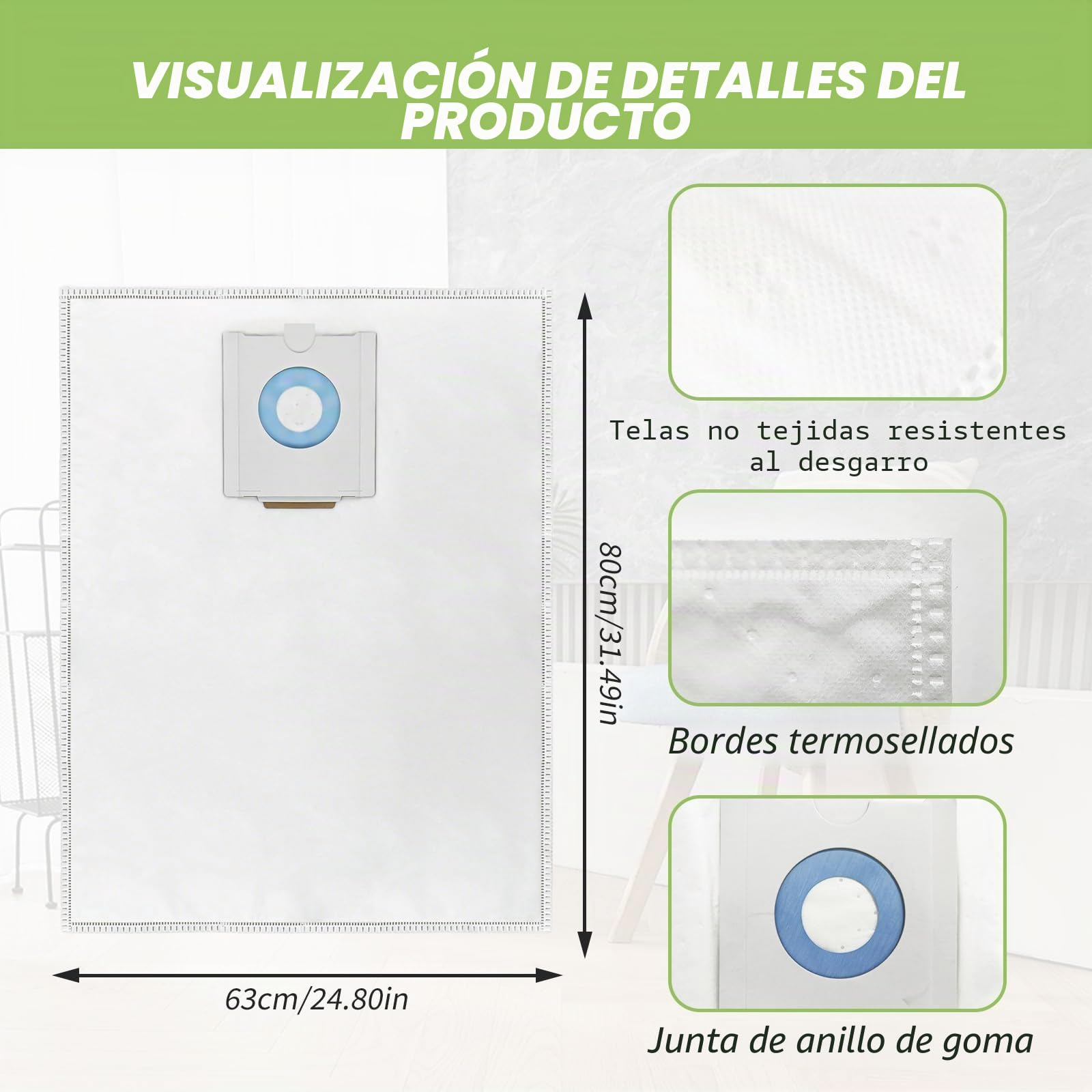 6 bolsas de aspiradora para Festool CT 36/ CTM 36 E/CTL 36 E, 5 capas bolsas de filtro de repuesto para Festool 496186, gran capacidad bolsa de filtro Dust Extractor Piezas de repuesto Accesorios SC