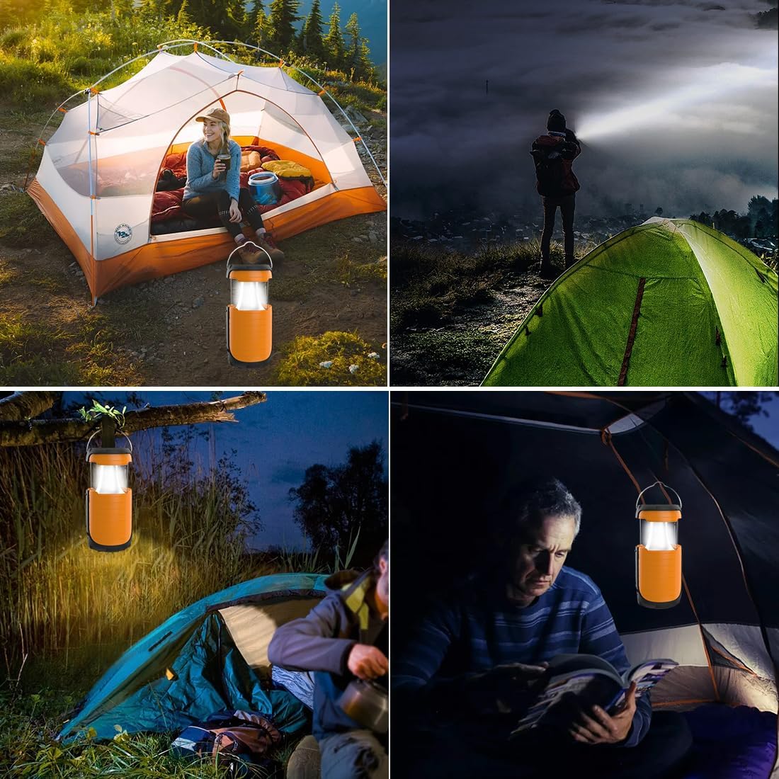 Lanterna da campeggio solare a LED ricaricabile, doppia illuminazione