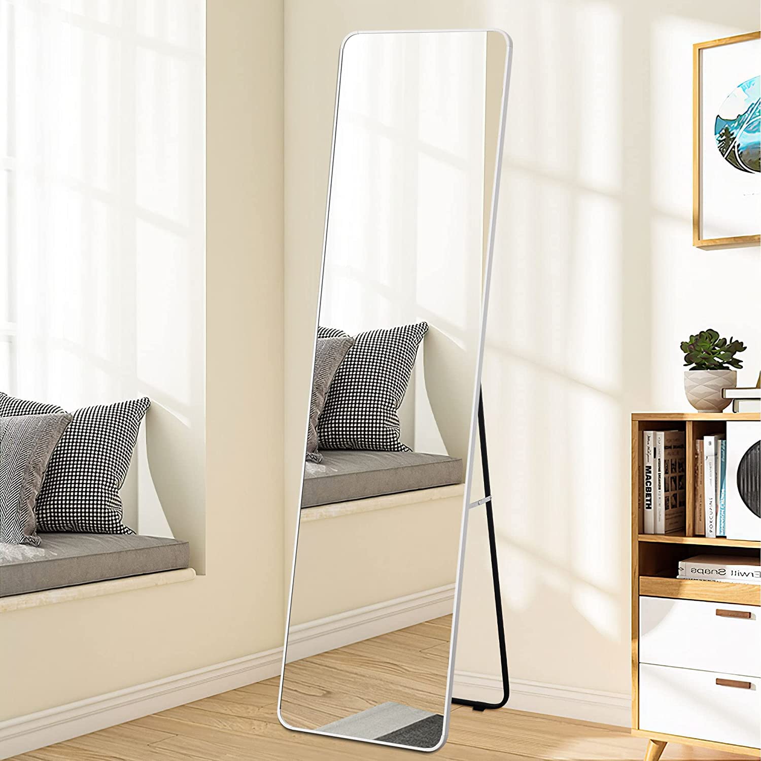 【インダストリアル】アルミフレーム アイアン スタンドミラー 全身鏡 シルバー 楽天市場】☆ミラー面が大きいスタンドワイドミラー シルバー