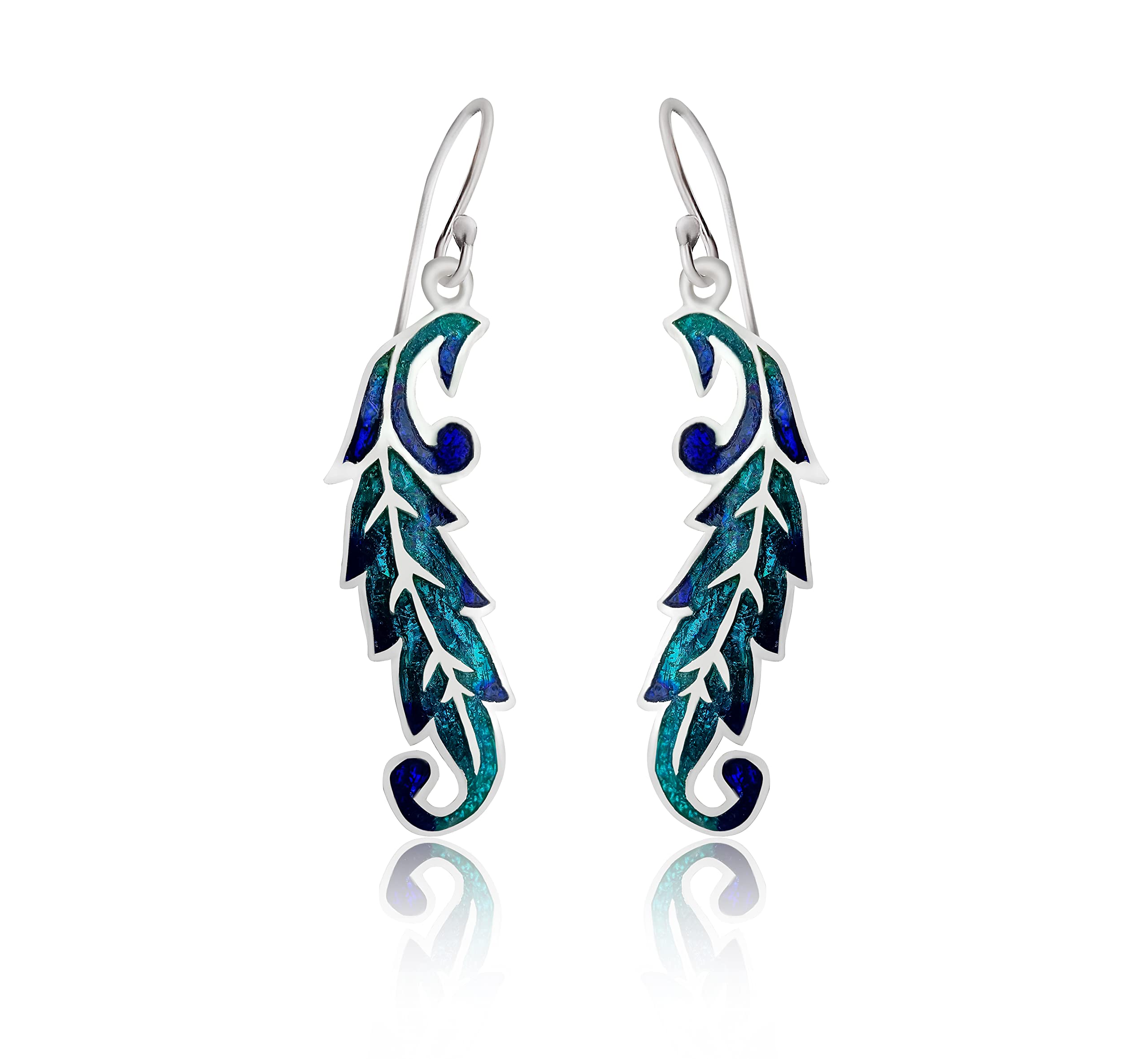 INARI SHINES 925 Sterling Silver Long leaf drop dangle Earrings with Multi Enamel Meena Blue | With 925 Stamp & Certificate of Authenticity (B0B25MPXNX) Amazon Price History, Amazon Price Tracker