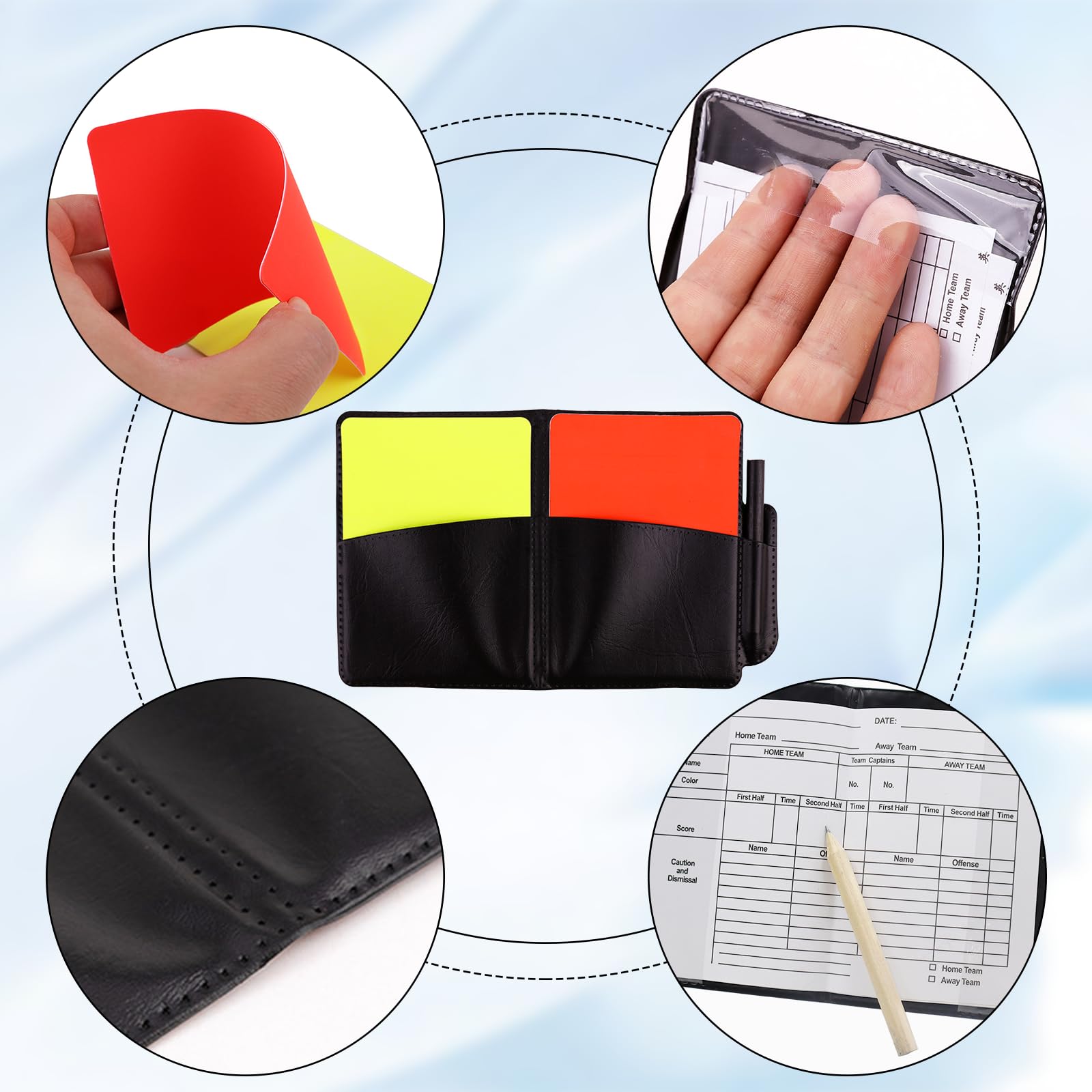Kit de Tarjetas de Árbitro Roja y Amarilla con Silbato y 2 Brazaletes de Capitán para Fútbol