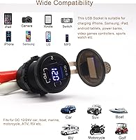 Vista 7 de Toma de corriente USB de 12 V, enchufe de cargador de coche USB C dual y puerto de carga rápida 3.0 con voltímetro e interruptor de alimentación