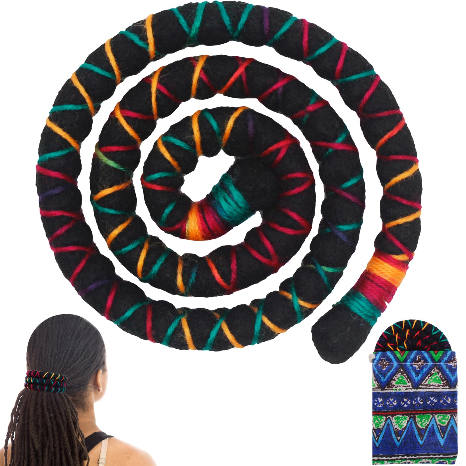 Spiral Lock Hair Tie Dreadlock Accessory Bendable Hair Ties for Women and Men Ponytail Holders Colorful Dreadlock Hair Tie Long Dreads Thick Curly Hair Holder (Forest)
