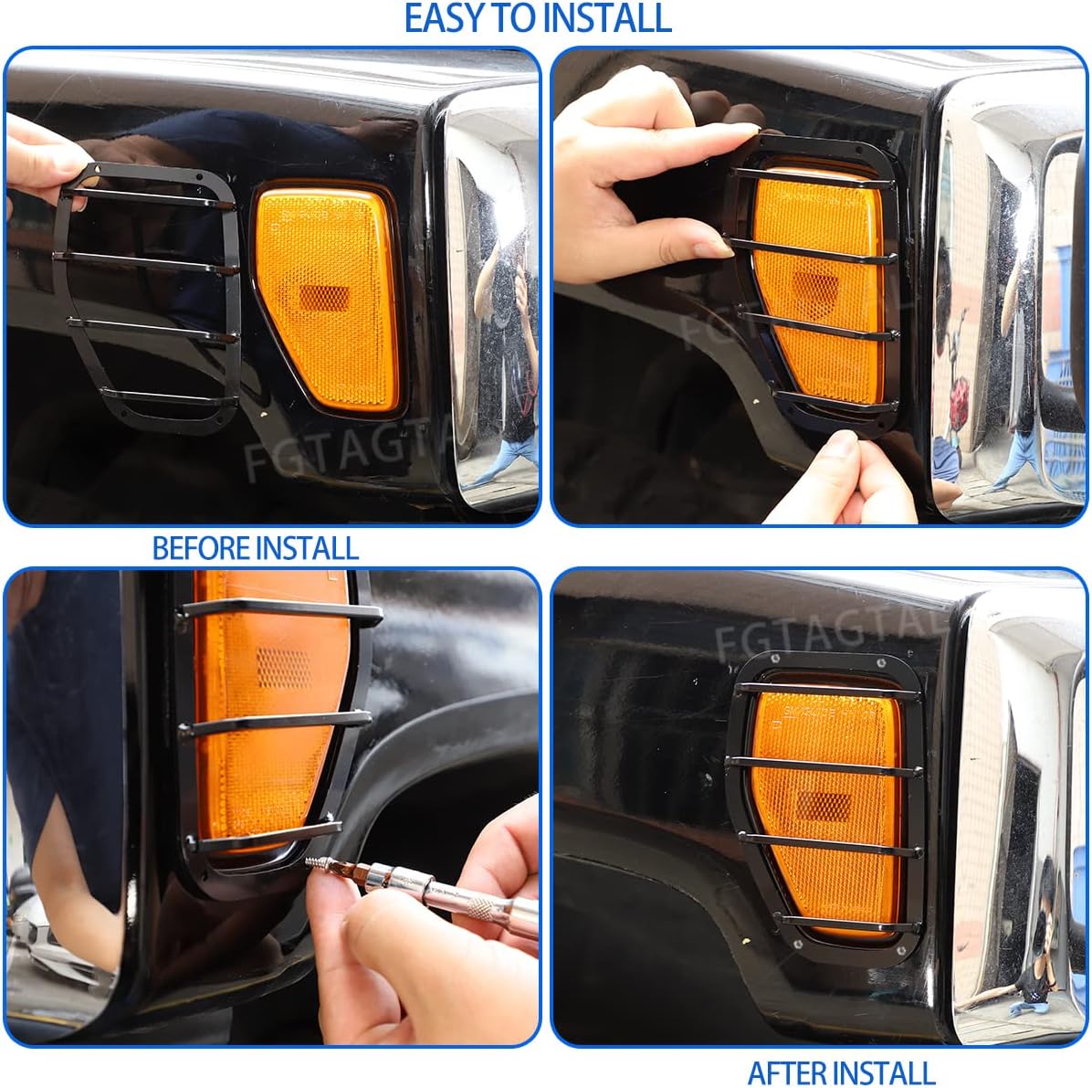 Side Marker Light Cover Guard Trim Fit for Hummer H3 2005-2009