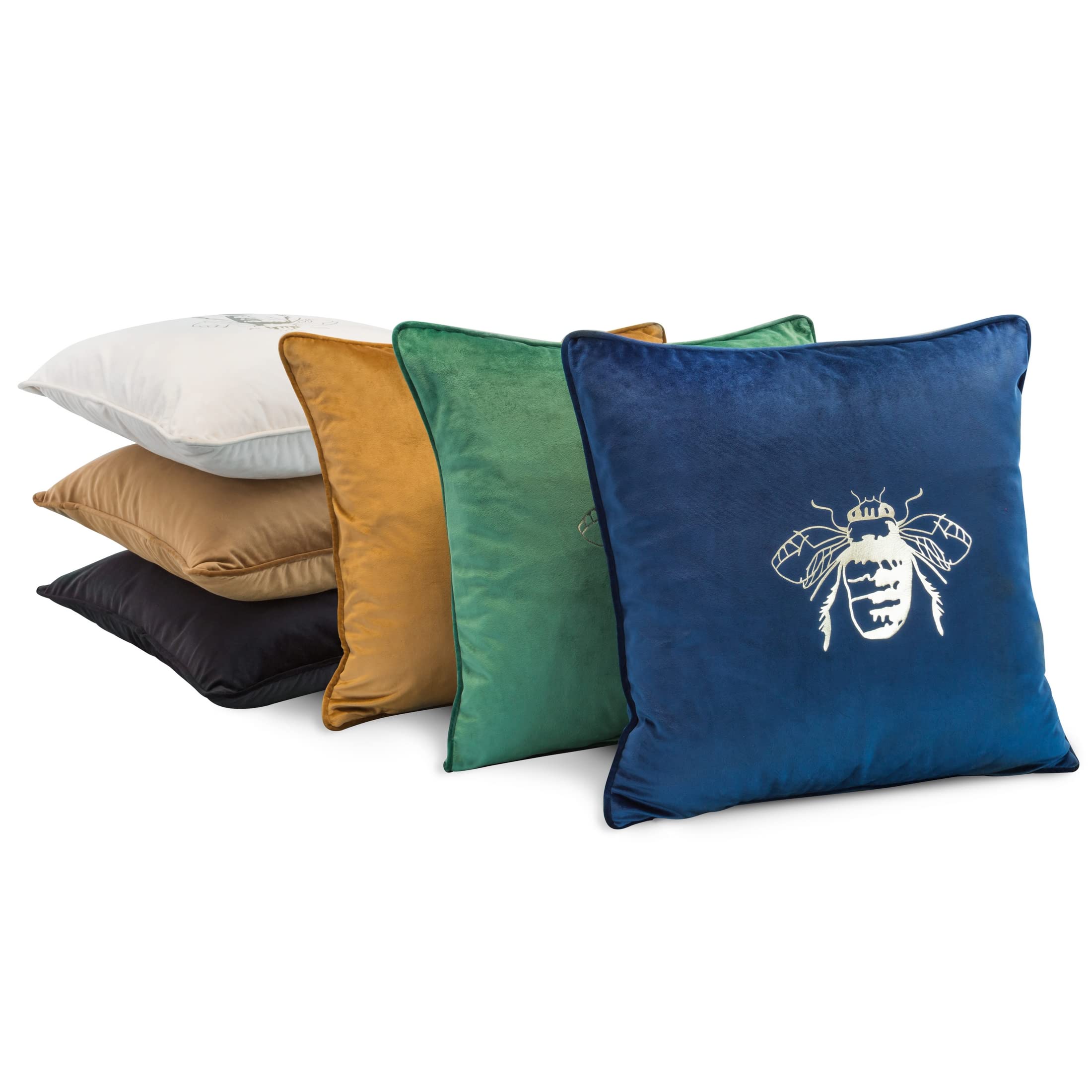 Eurofirany Elegante federa in velluto con stampa, 45 x 45 cm, rivestimento in velluto, morbido cuscino per divano, libellula, menta scuro
