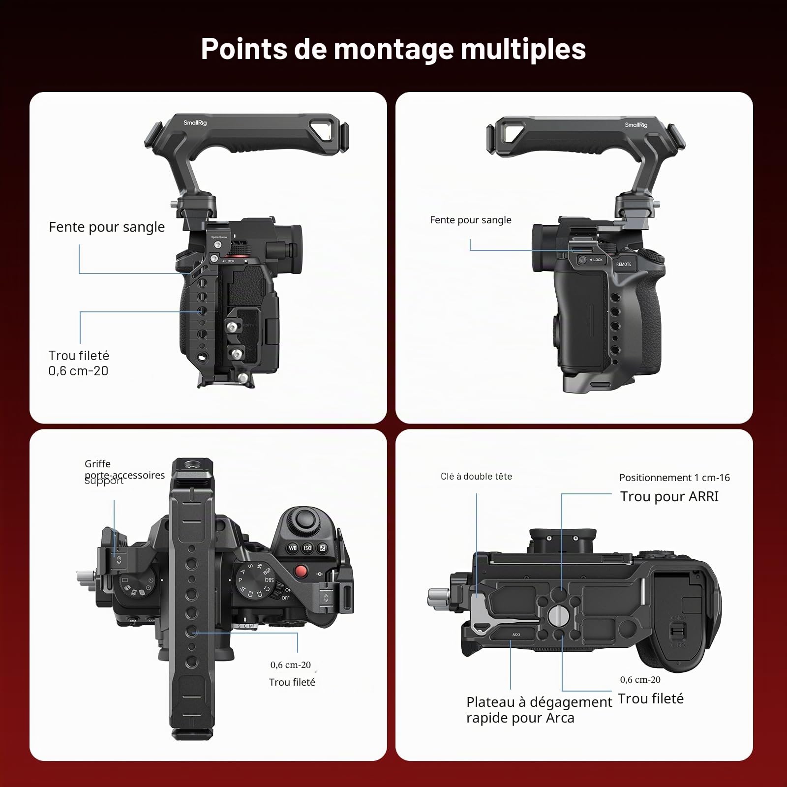 SMALLRIG Kit Cage pour Panasonic G9 II / S5 II / S5 IIX avec Poignée Supérieure NATO, Serre-Câble pour HDMI et USB-C, Plaque de Dégagement Rapide Intégrée pour Arca - 5752