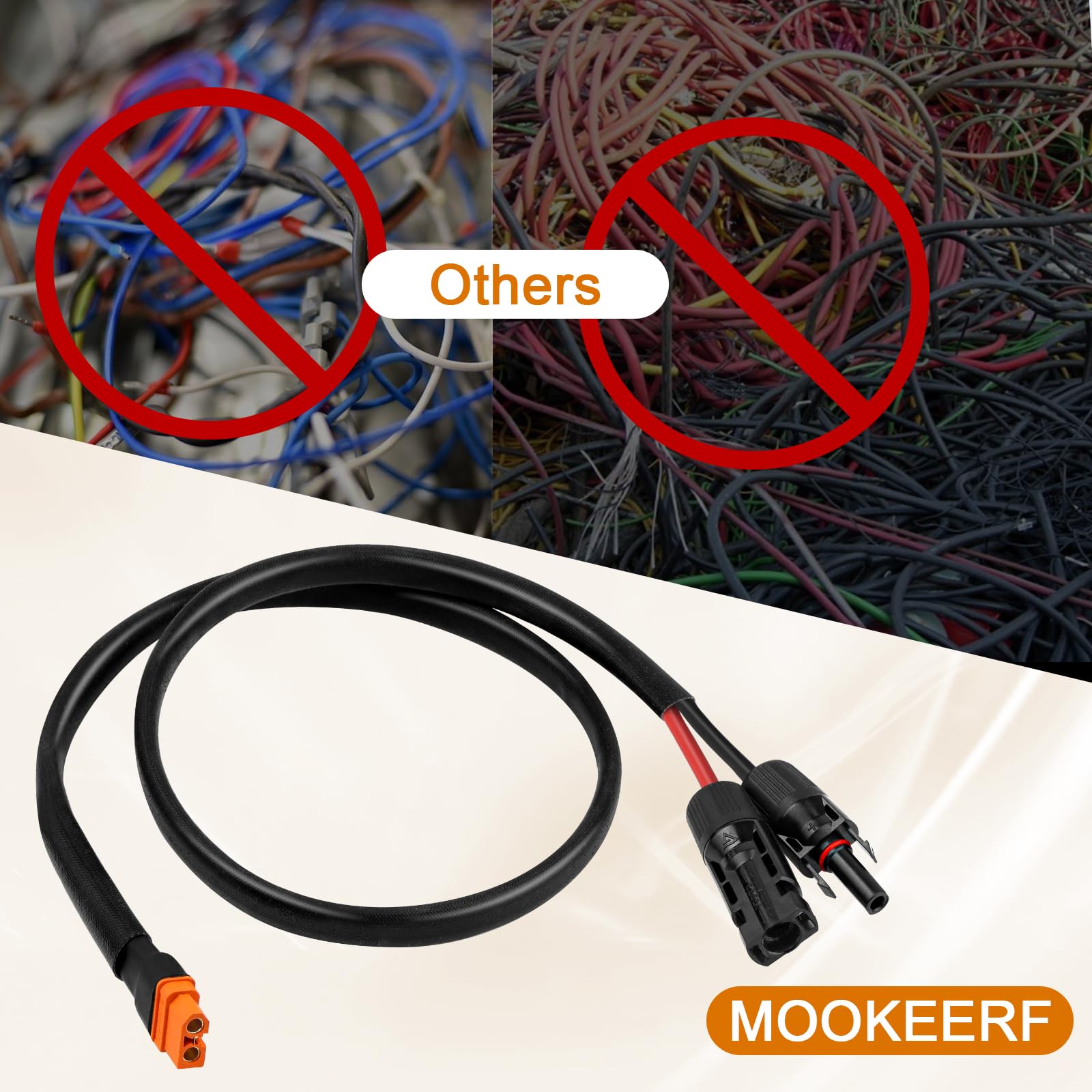 MOOKEERF Cable solar a XT60i – 10 AWG 30 pies de panel solar a XT60i conector adaptador con funda protectora ignífuga XT60i-F cable de extensión para estación de energía portátil generador solar