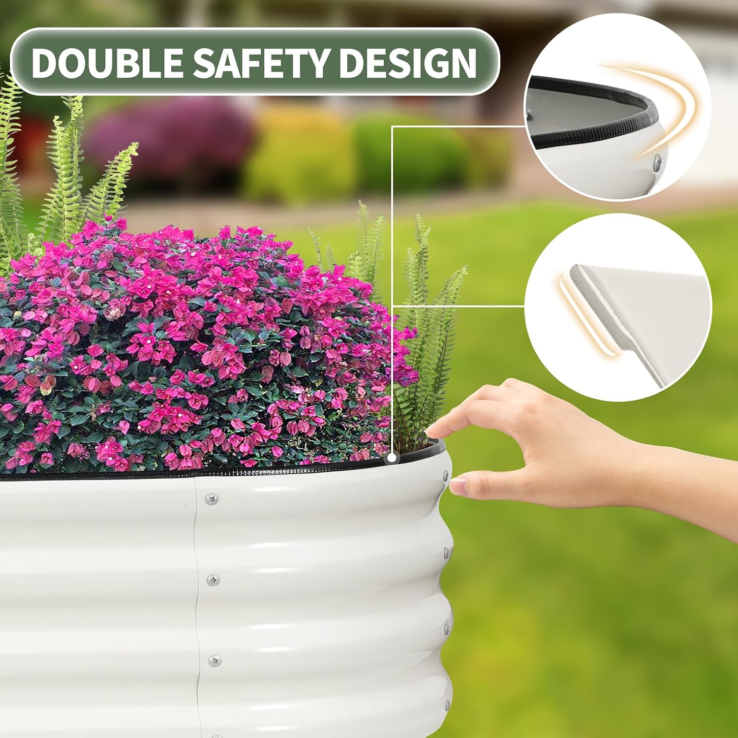 1MORE Galvanized Raised Garden Bed Outdoor,Planter Bed 6x2x1ft,White,1-Pk image 5