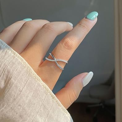 925 Sterling Silver Cubic Zirconia Cross Ring for Women
