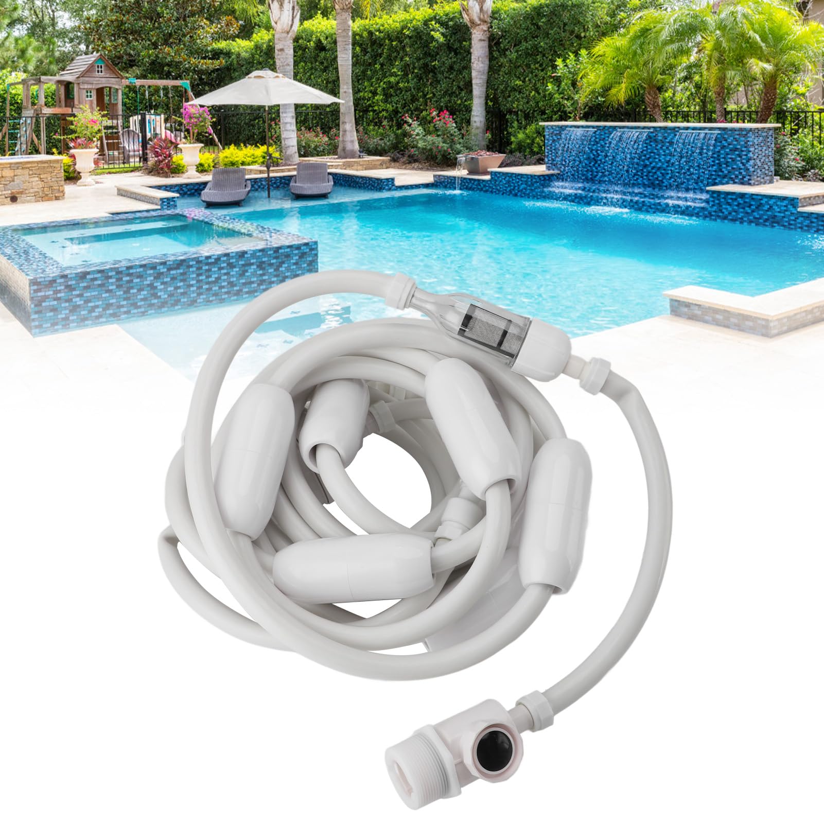 Haofy Tubo di Alimentazione per Pulitore Piscina, PVC Resistente, Design a Tenuta Stagna, Lunghezza 30 Piedi, Tubo Flessibile per la Manutenzione della Piscina