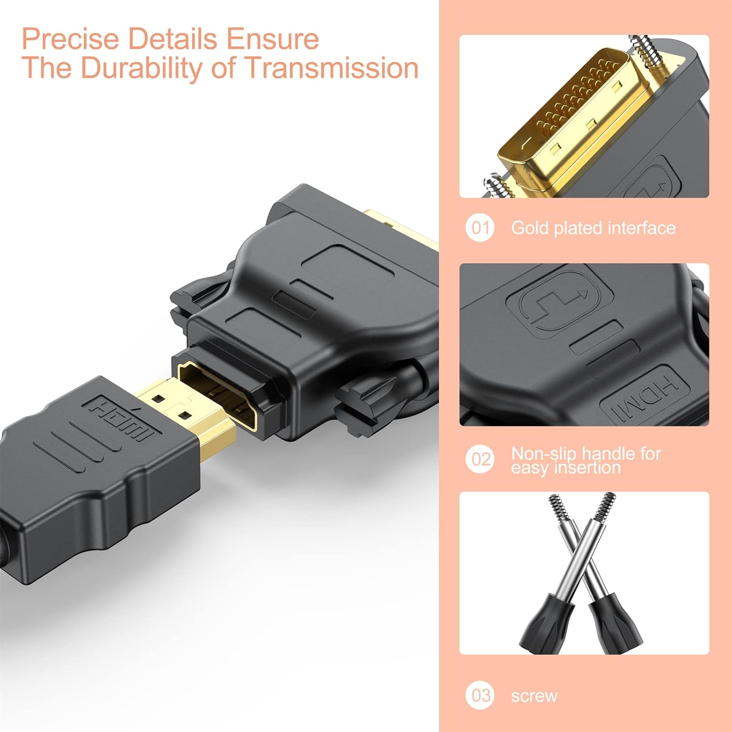 DVI to HDMI Adapter 2 Pack, Bi-Directional HDMI to DVI Adapter Cable for Monitor, 1080P HD DVI-D Male to HDMI Female Gold Plated Connector Converter for PC, HDTV, PS4, TV Box, Blu-ray, Projector etc : Electronics