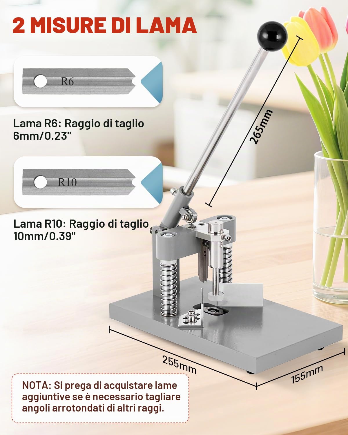 YUCHENGTECH Perforatrice per angoli arrotondati, resistente, per biglietti da visita laminati, carta da visita, angoli rotondi, con fustelle R6 mm R10 mm, spessore di taglio massimo 30 mm