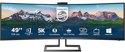Philips Monitor Curvo 49", 499P9H, Gaming Superwide 32:9, risoluzione 5120 * 1440,...