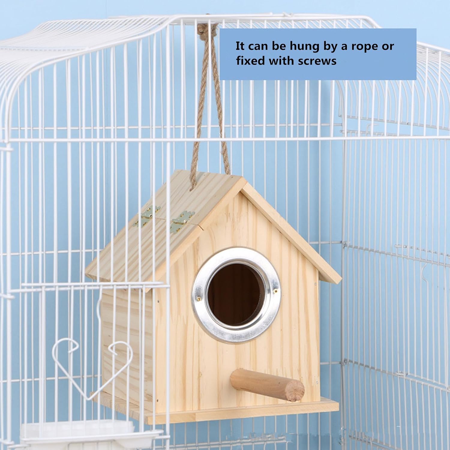 Parakeet Nesting Box Parrot Wooden House Bird Breeding Nest Warm Mating Box | With Stand Perch, Parrotlets Aviary Cage Budgie Mating Box for Lovebirds, Cockatiel, Budgie, and Small Birds