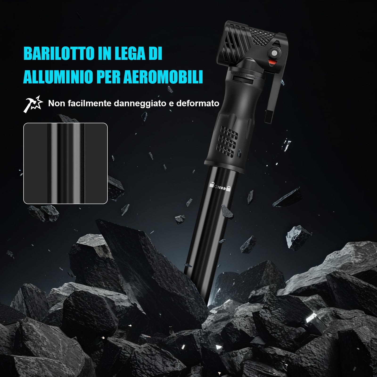 Pompa per Bicicletta con Manometro, [100 PSI] [Con Accessori] Diyife Mini Pompa Bici, Pompa Bici Portatile, Pompa da Bicicletta per Valvole Presta e Schrader, per Bici da Strada, MTB, BMX e Palloni